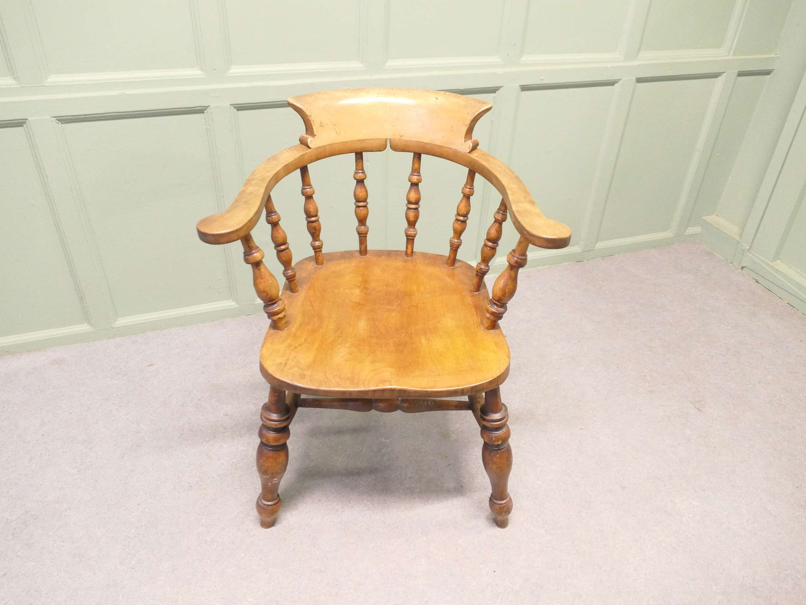 19th Century Beech And Elm Smokers Bow Office Or Desk Chair photo Furniture