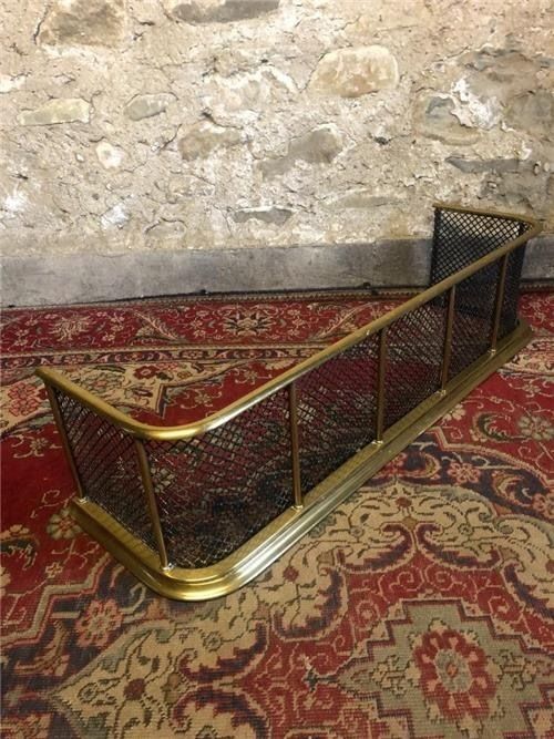 Victorian Brass Fire Fender. 0389 photo for sale