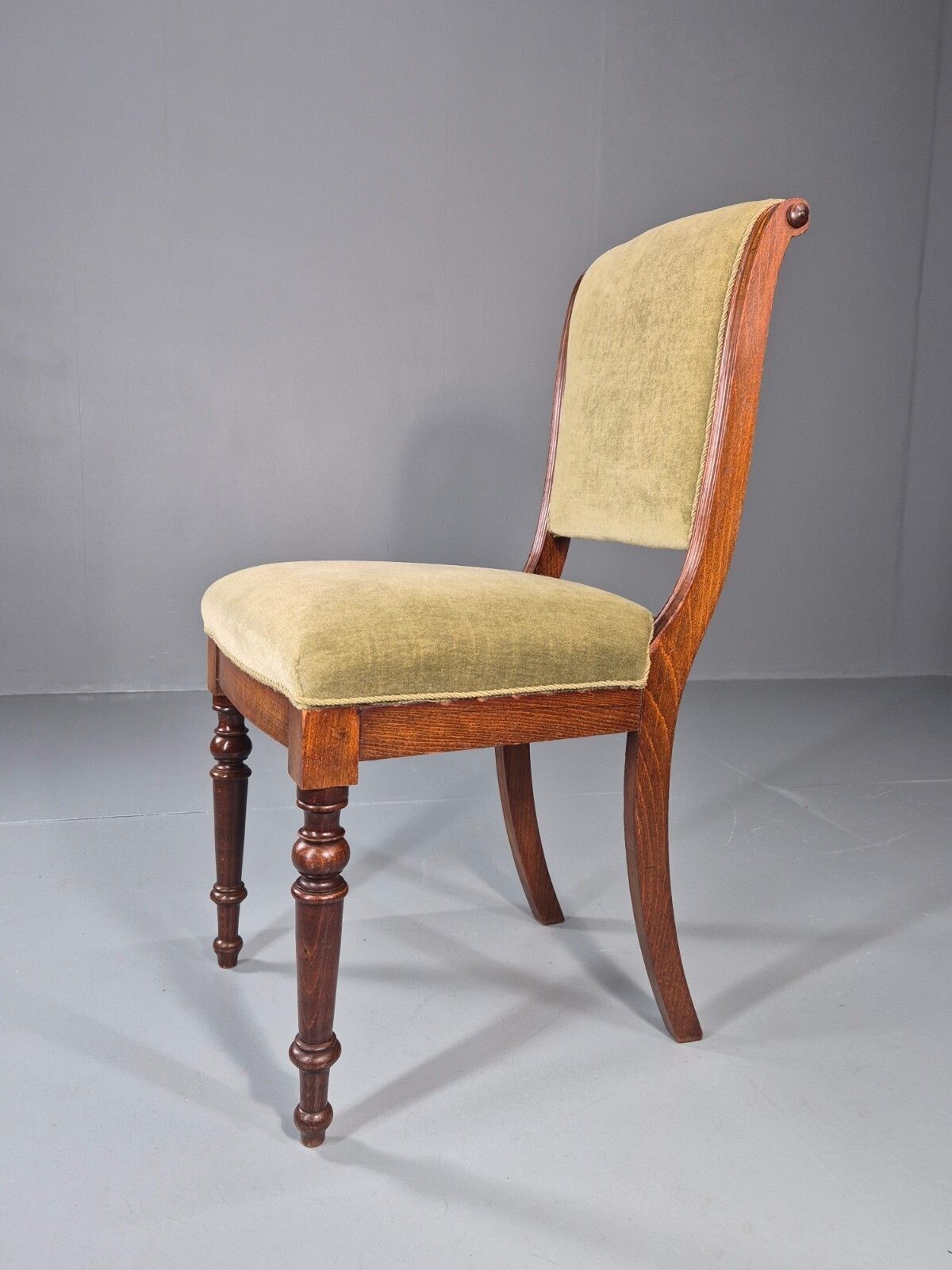 Antique Danish Dining Chair Mahogany Frame 1850s Green Velour Eb11321 Vdin photo furniture