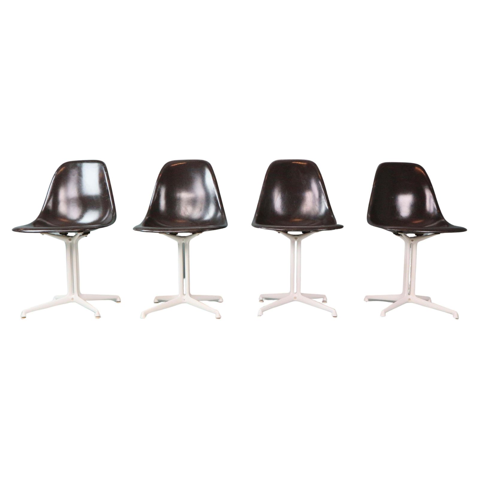 Charles & Ray Eames Set Of 4 Off Black"La Fonda" Chairs For Herman Miller, 1960
