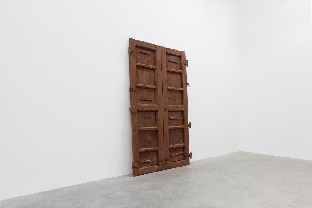 Large 17th Century Terracotta Lacquered Oak Monastery Doors, Portugal, Set Of 2 photo vinterior