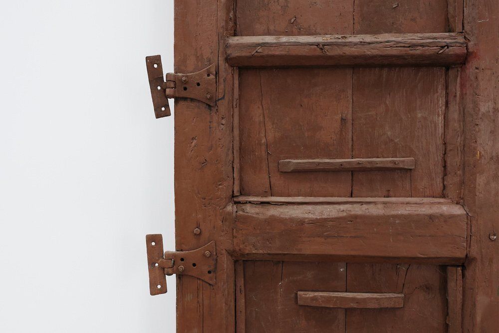 photo buy Large 17th Century Terracotta Lacquered Oak Monastery Doors, Portugal, Set Of 2