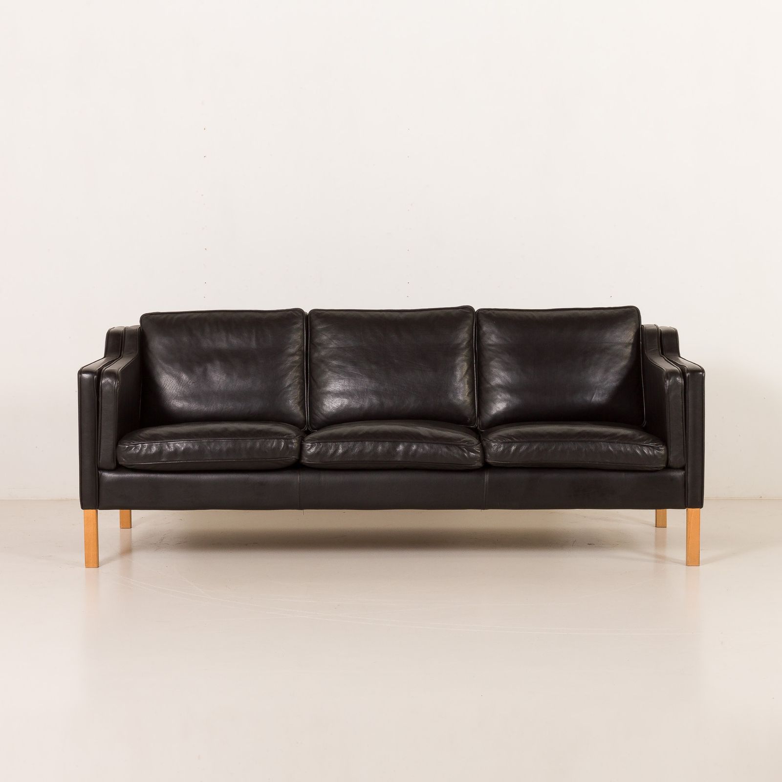 Stouby Black Leather Sofa, Denmark 1970s photo for sale