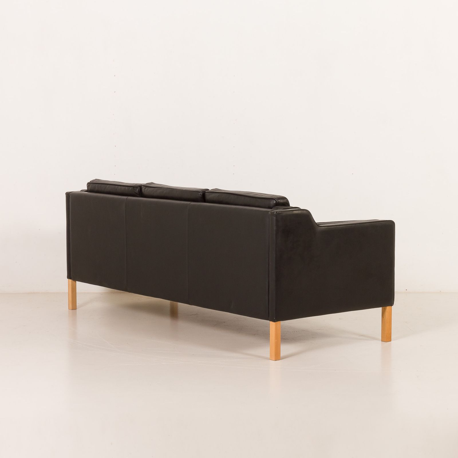Stouby Black Leather Sofa, Denmark 1970s photo buy