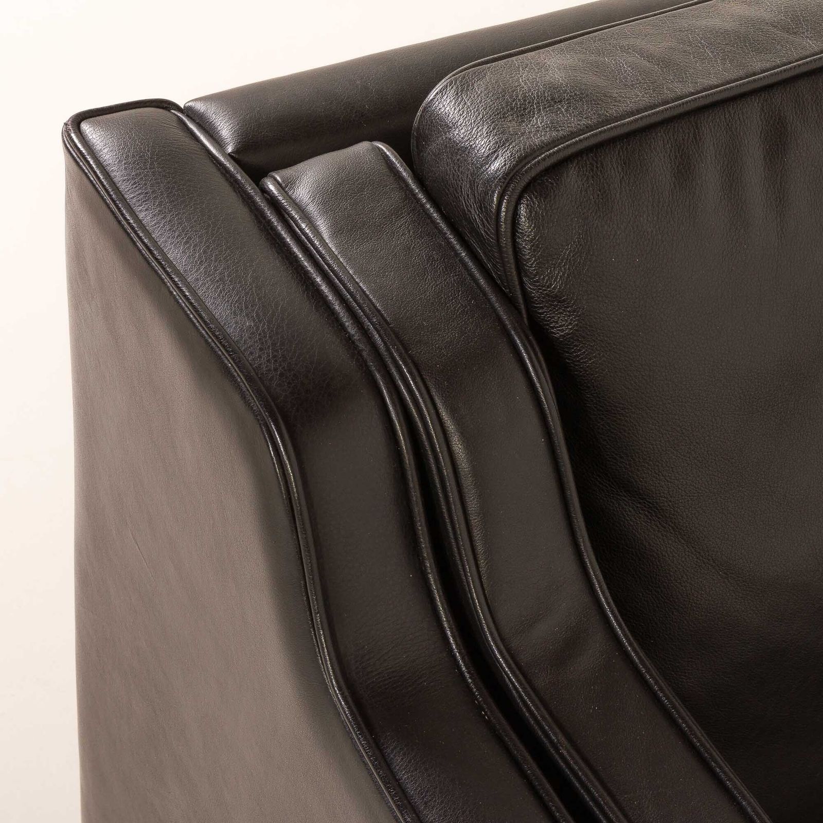 photo for sale Stouby Black Leather Sofa, Denmark 1970s