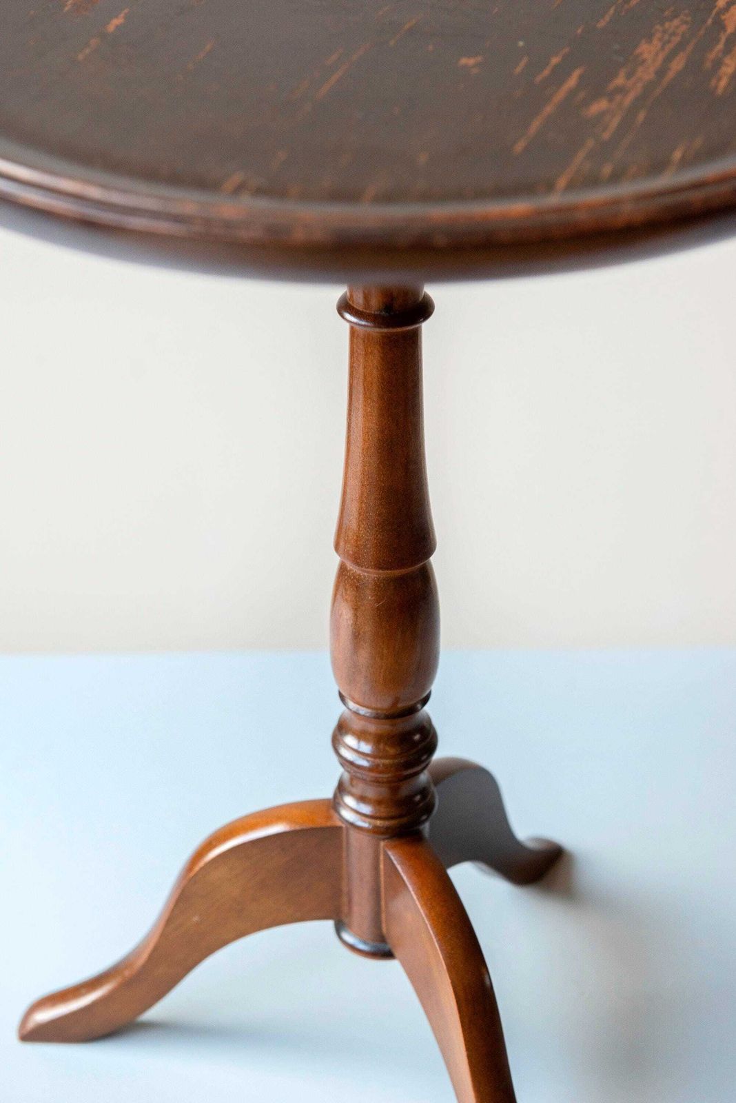 Wooden Wine Table – Antique Tripod Side Table – Victorian Style Round Plant Stand photo 227.0