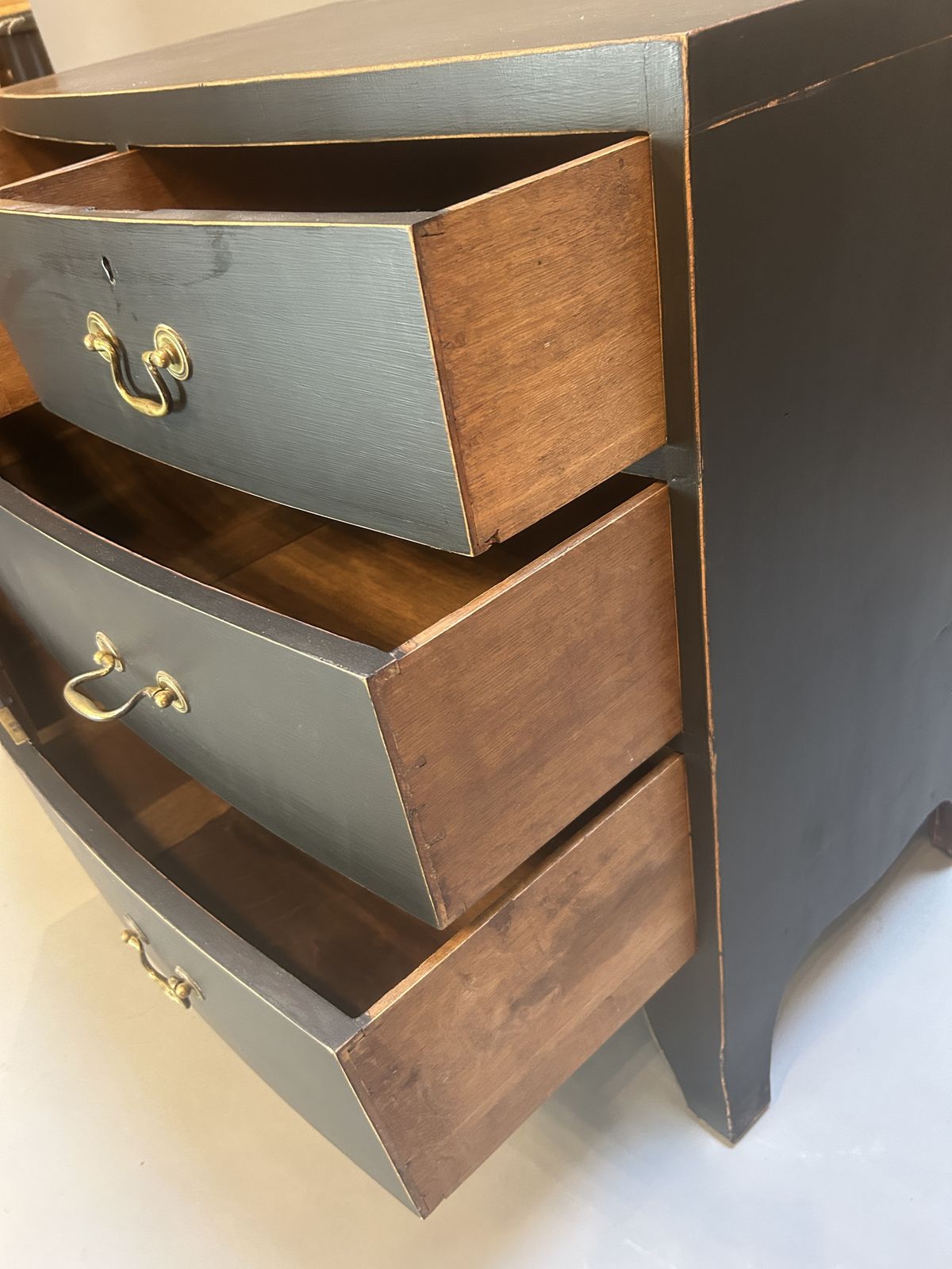 Regency Ebonised Bow Chest Of Drawers photo for sale