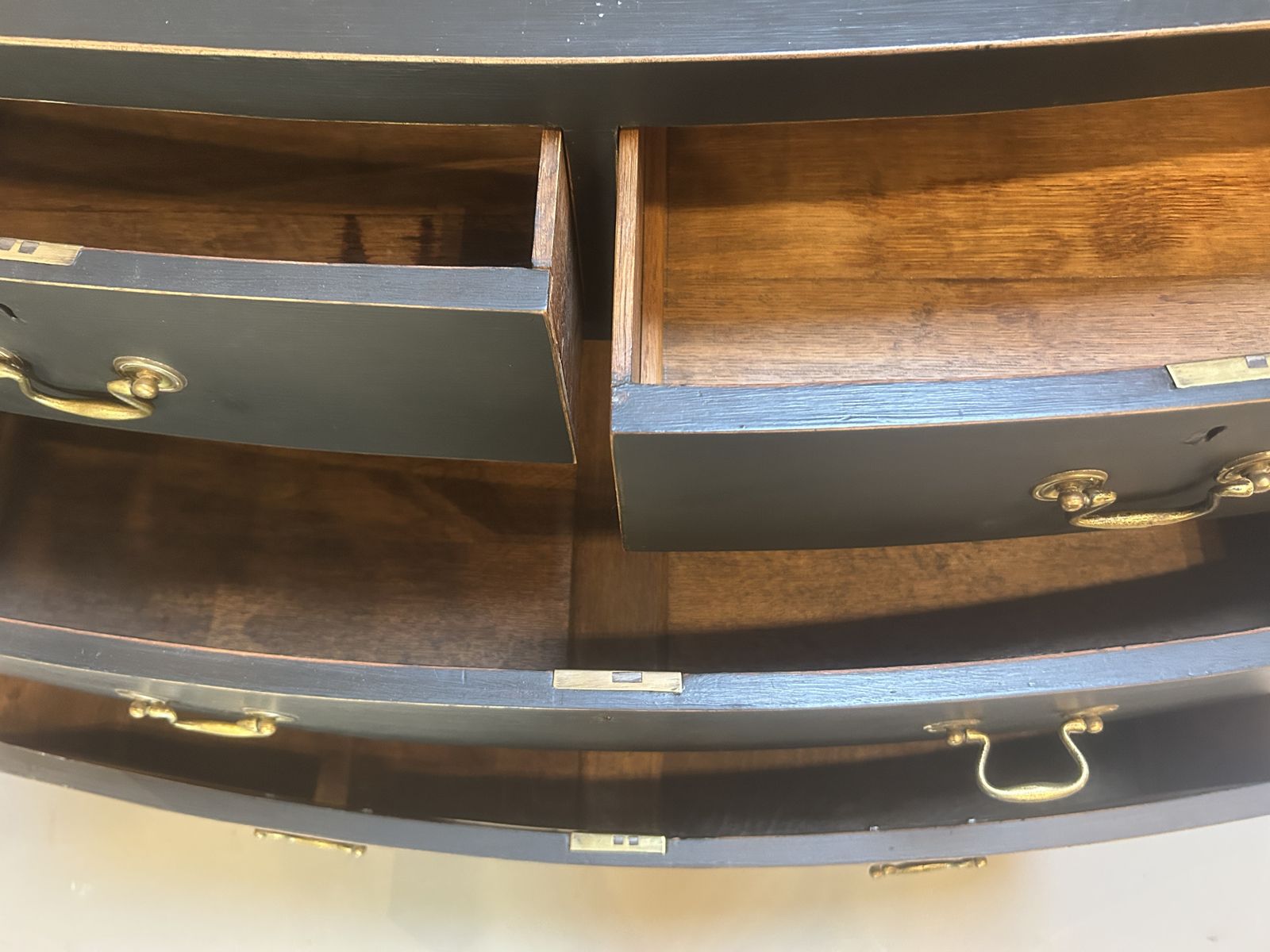 Furniture Regency Ebonised Bow Chest Of Drawers photo
