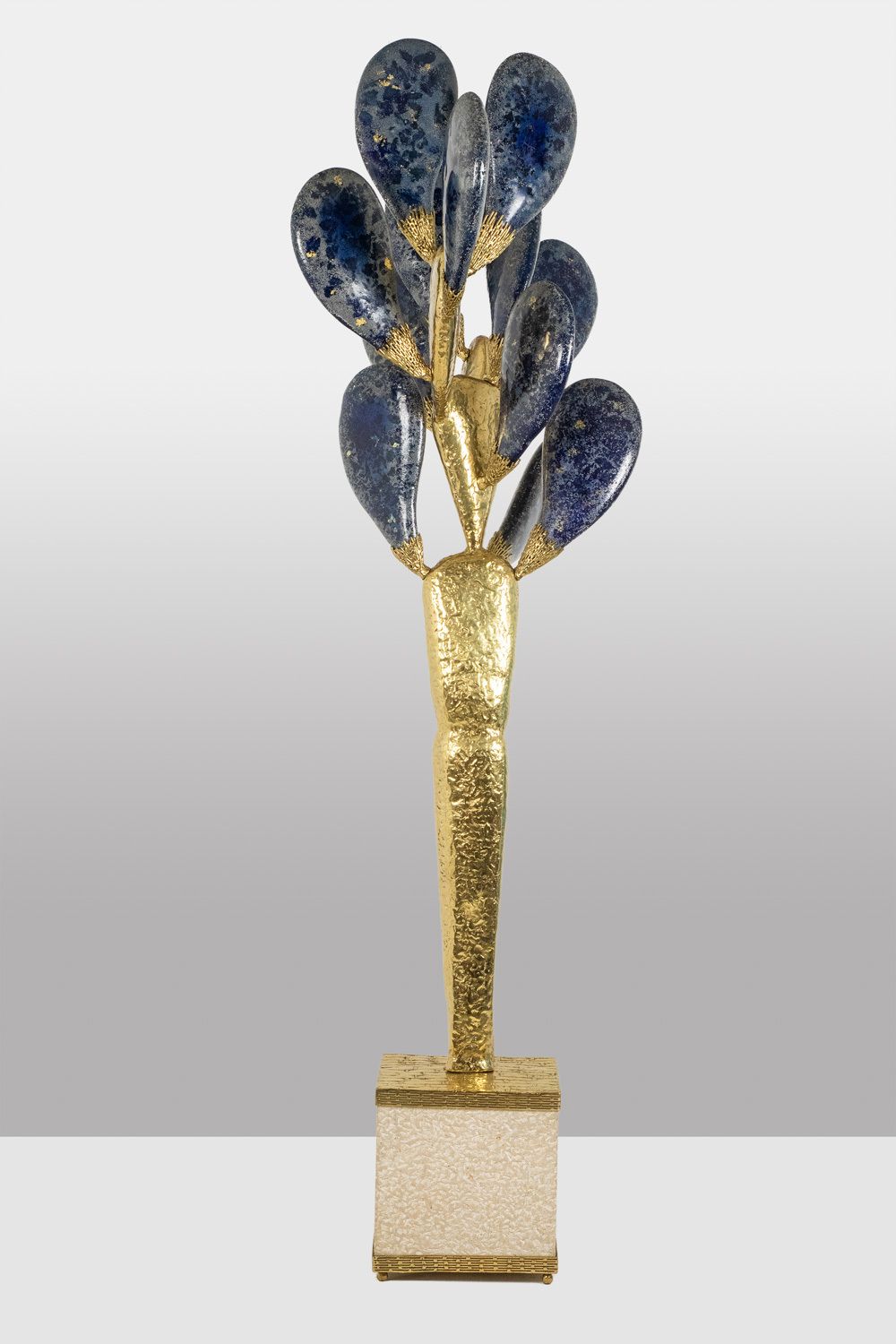 Jacques Duval Brasseur, Large Cactus Sculpture In Gilded Brass. 1992 photo Art