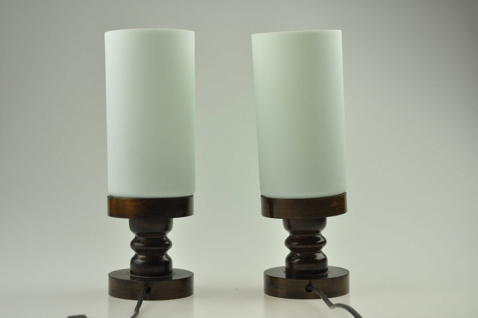 Pair Of Mid Century Lamps, Table Lamp, Desk Lamp, Pair Lamps, Pair Of Lamps, Bedside Lamp, Mid Century Lamp, Glass Lamp, Wooden Lamps photo Lighting