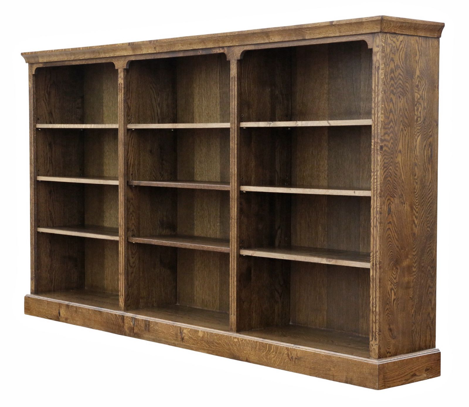 Very Large Vintage 20th Century Oak Adjustable Open Bookcase / Display Shelves – Fine Quality
