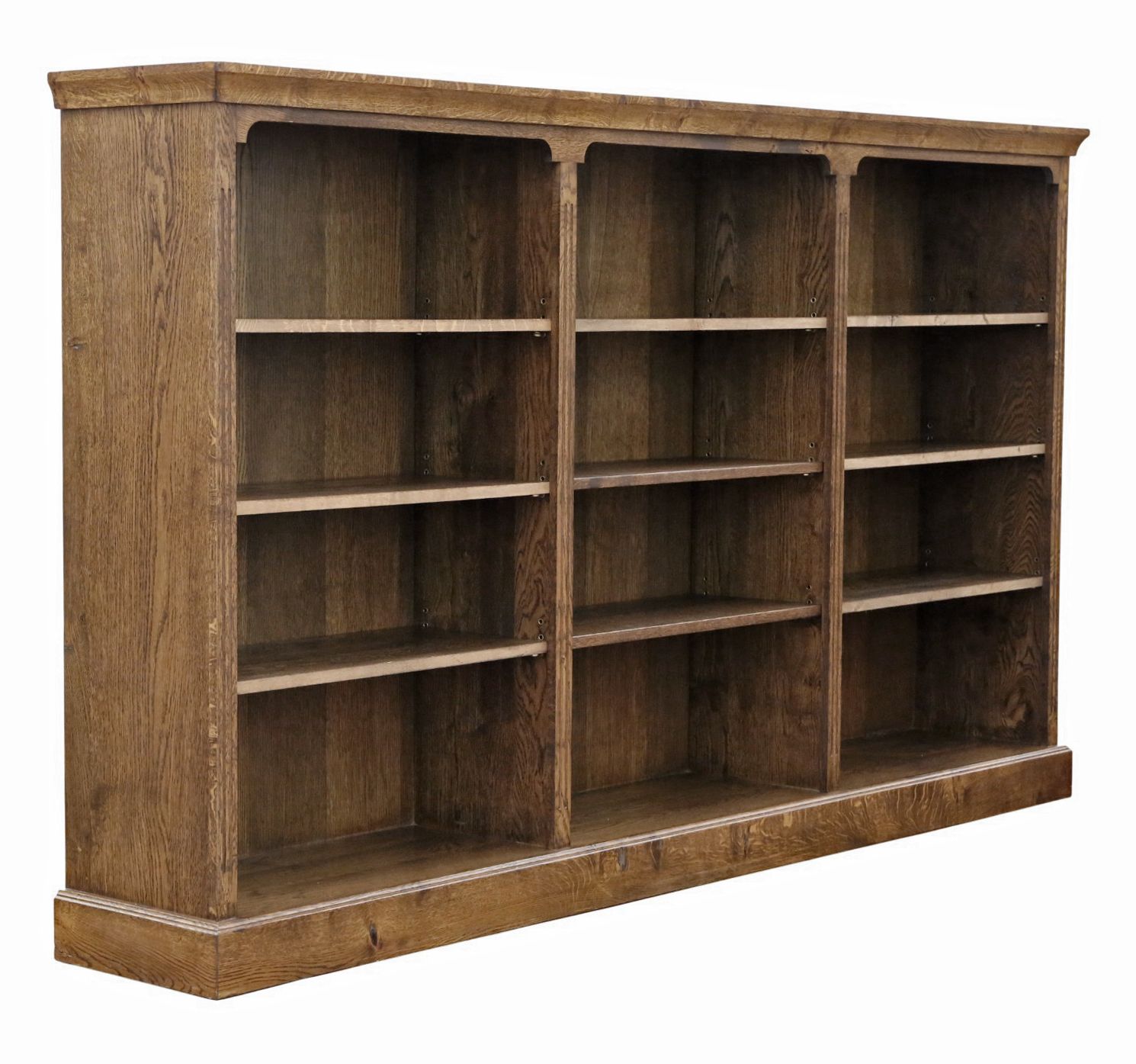 Very Large Vintage 20th Century Oak Adjustable Open Bookcase / Display Shelves – Fine Quality photo for sale