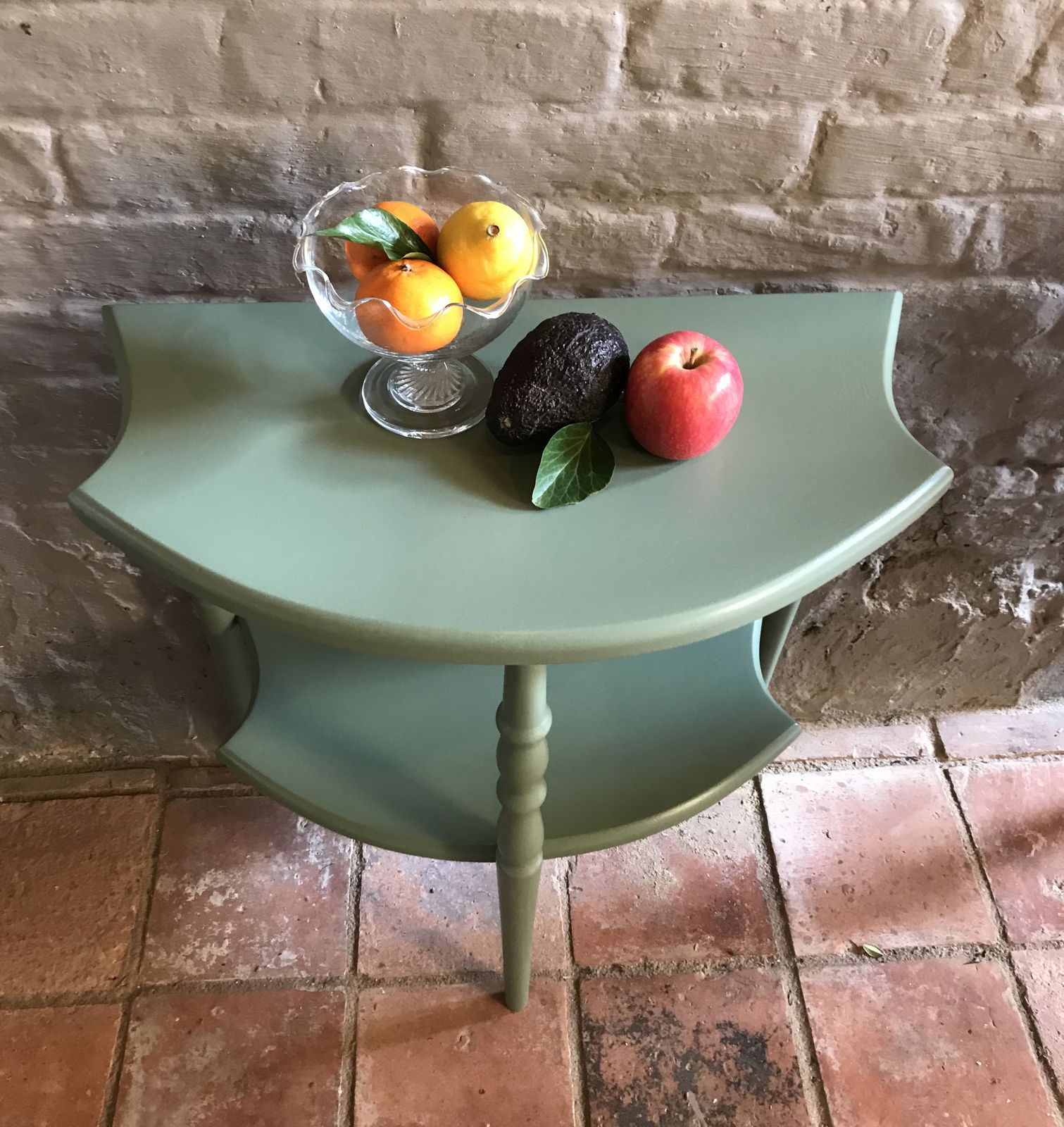 Hand Finished Fruit Wood Painted Side Tables With A Lower Shelf. photo 350.0