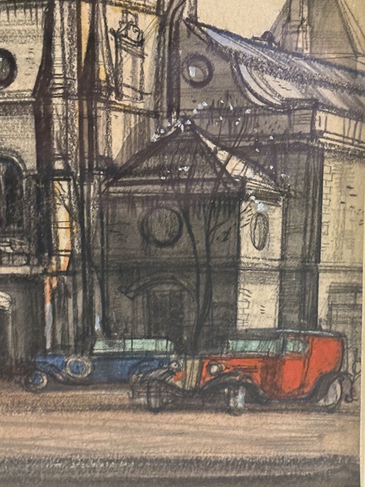 Pencil And Watercolour Drawing Of A Continental Building By J W Hogley C.1940 photo Art
