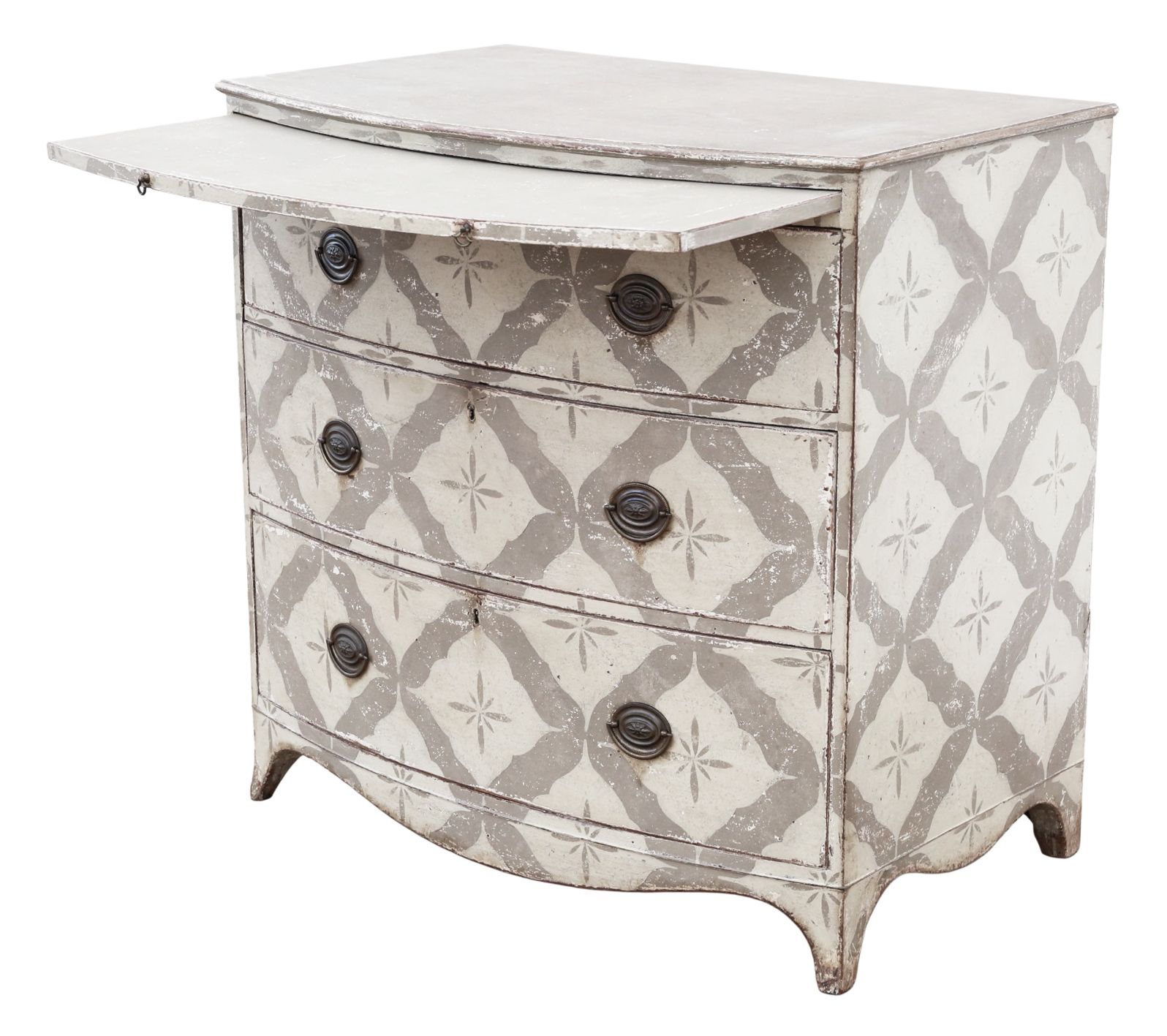 Antique 19th Century Bow Front Painted And Decorated Chest Of Drawers/ Commode  High Quality photo buy