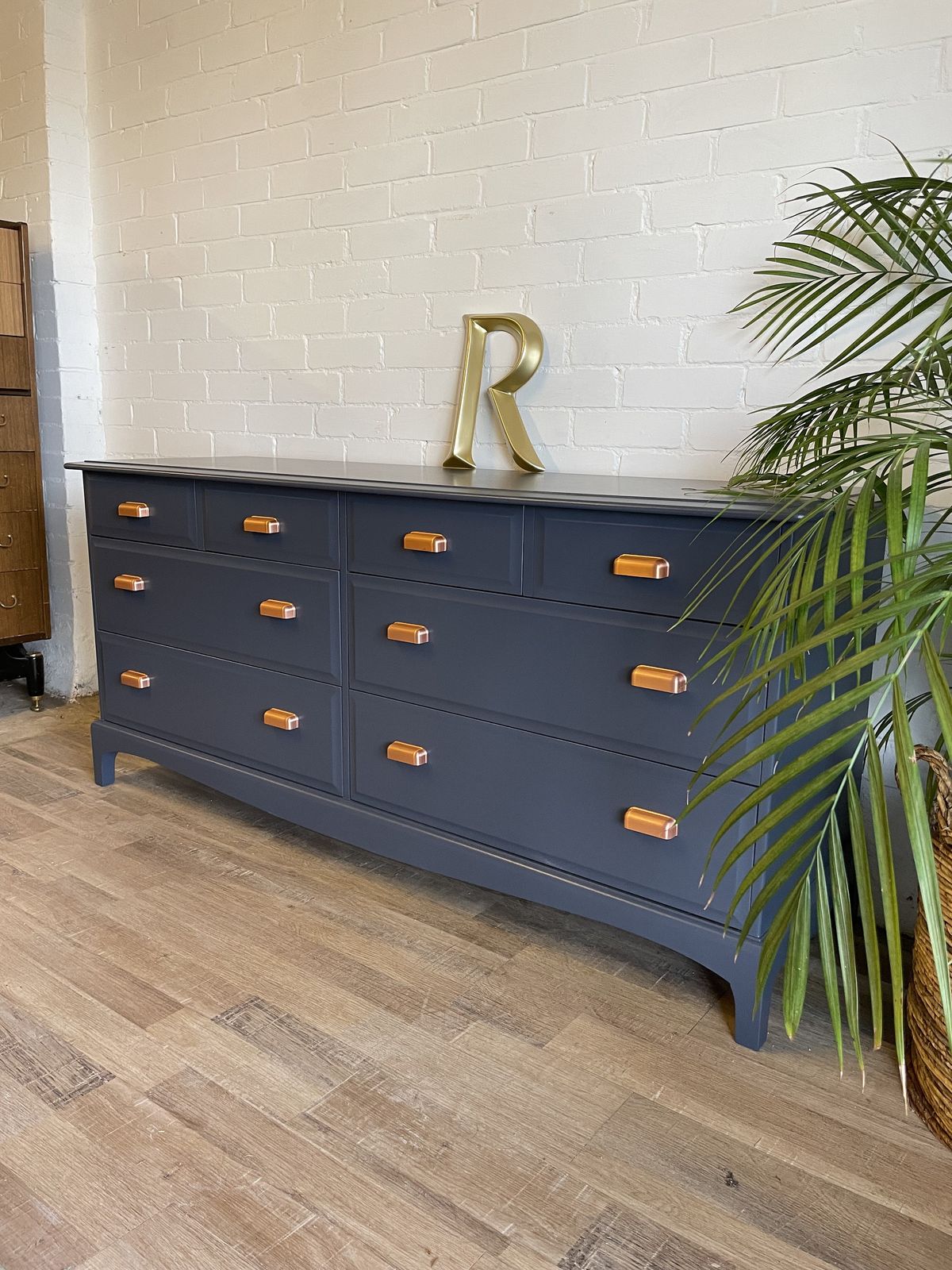 Stag Minstrel 8 Drawer Captain’s Chest Professionally Painted In Rooster Blue photo Furniture