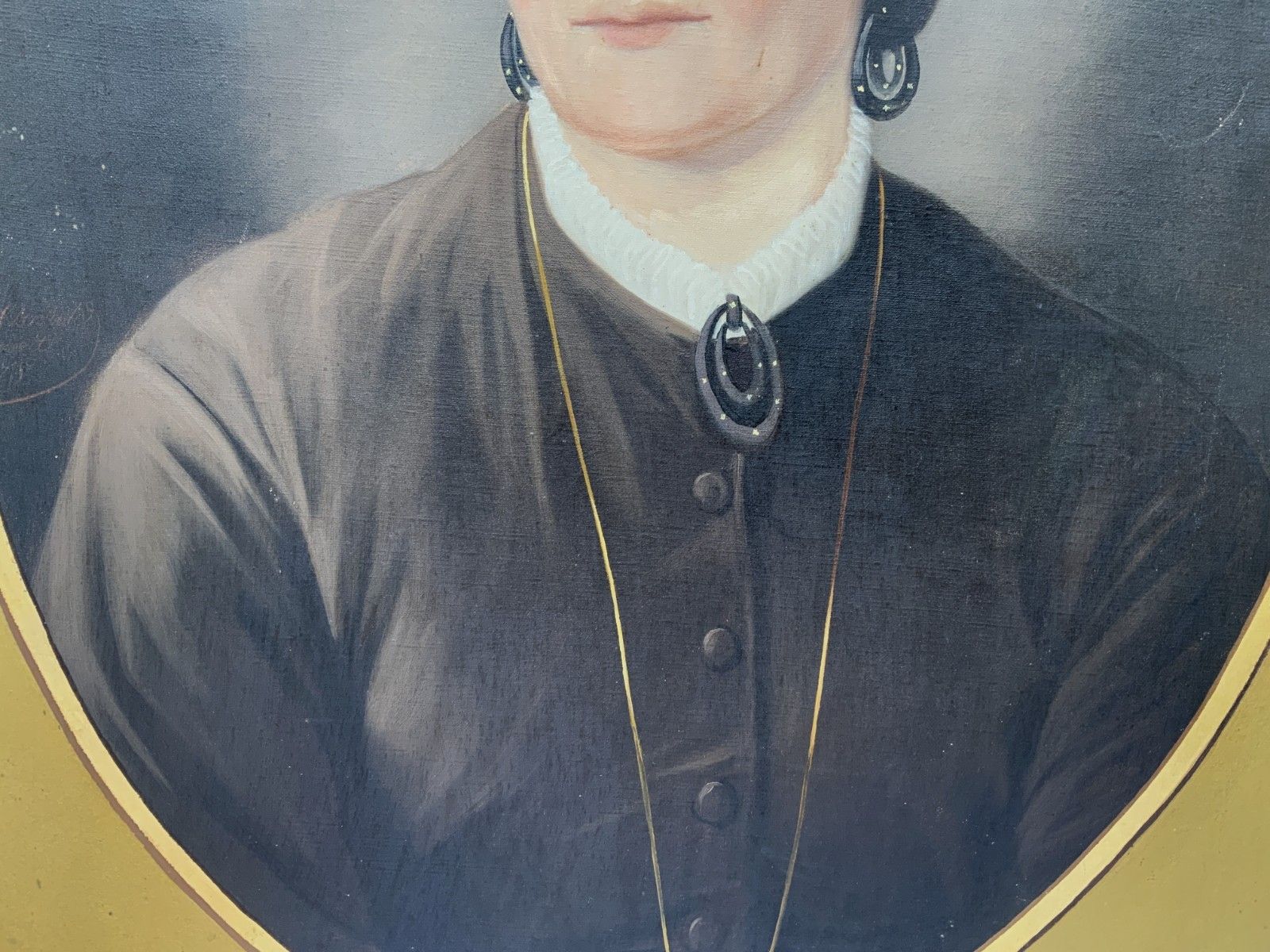 19th Century Oil On Canvas Portrait Painting Of A Stern Victorian Lady photo 239.0