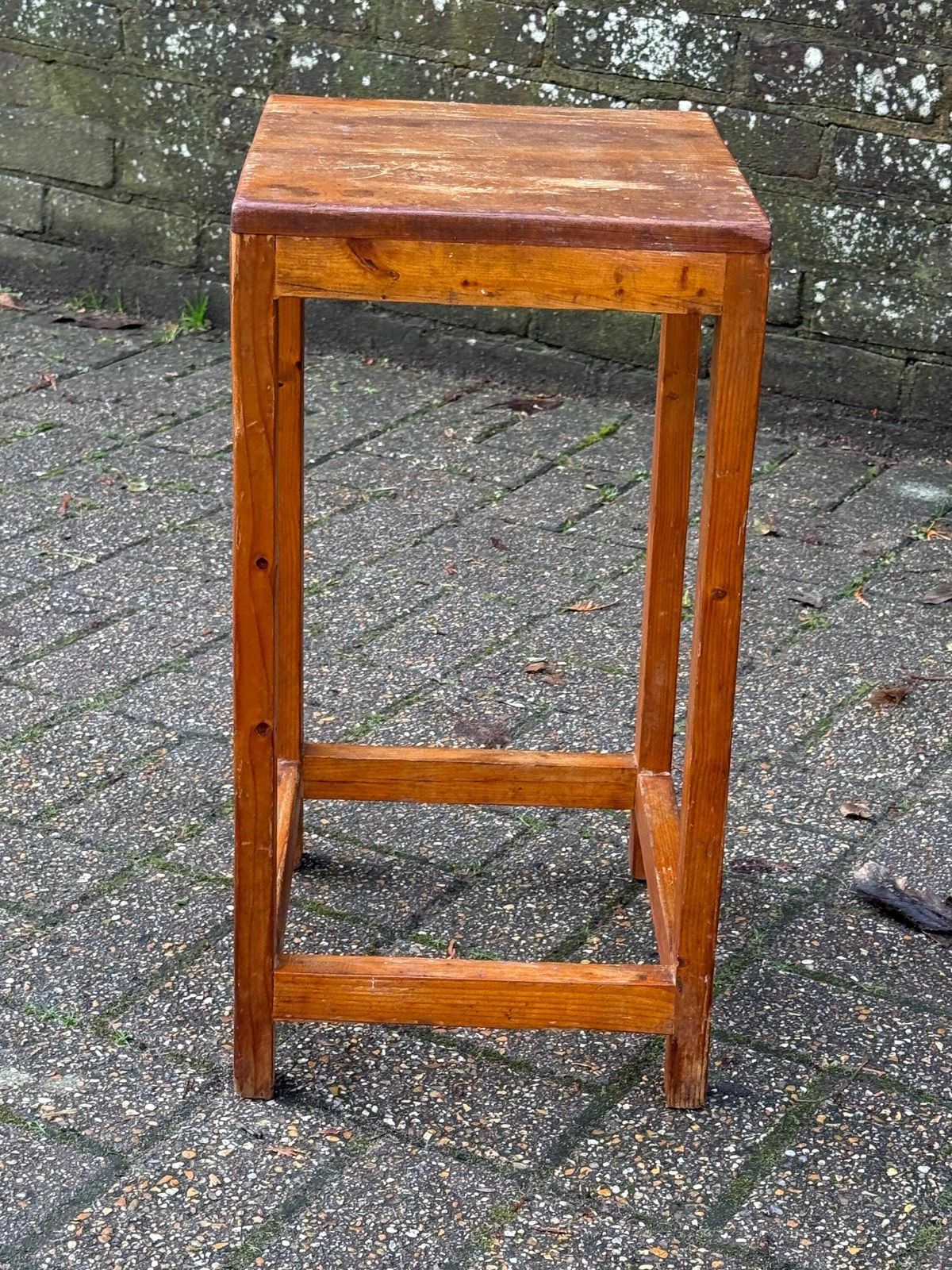 photo furniture Vintage Pine Utility Stool Or Stand With Rustic Vernacular Workshop Character, Kitchen Or Craft Stool