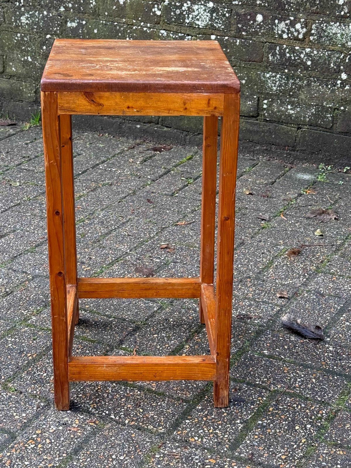 Furniture Vintage Pine Utility Stool Or Stand With Rustic Vernacular Workshop Character, Kitchen Or Craft Stool photo