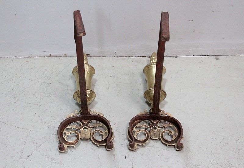 Pair Of Andirons Napoleon III, 19th Century photo vintage