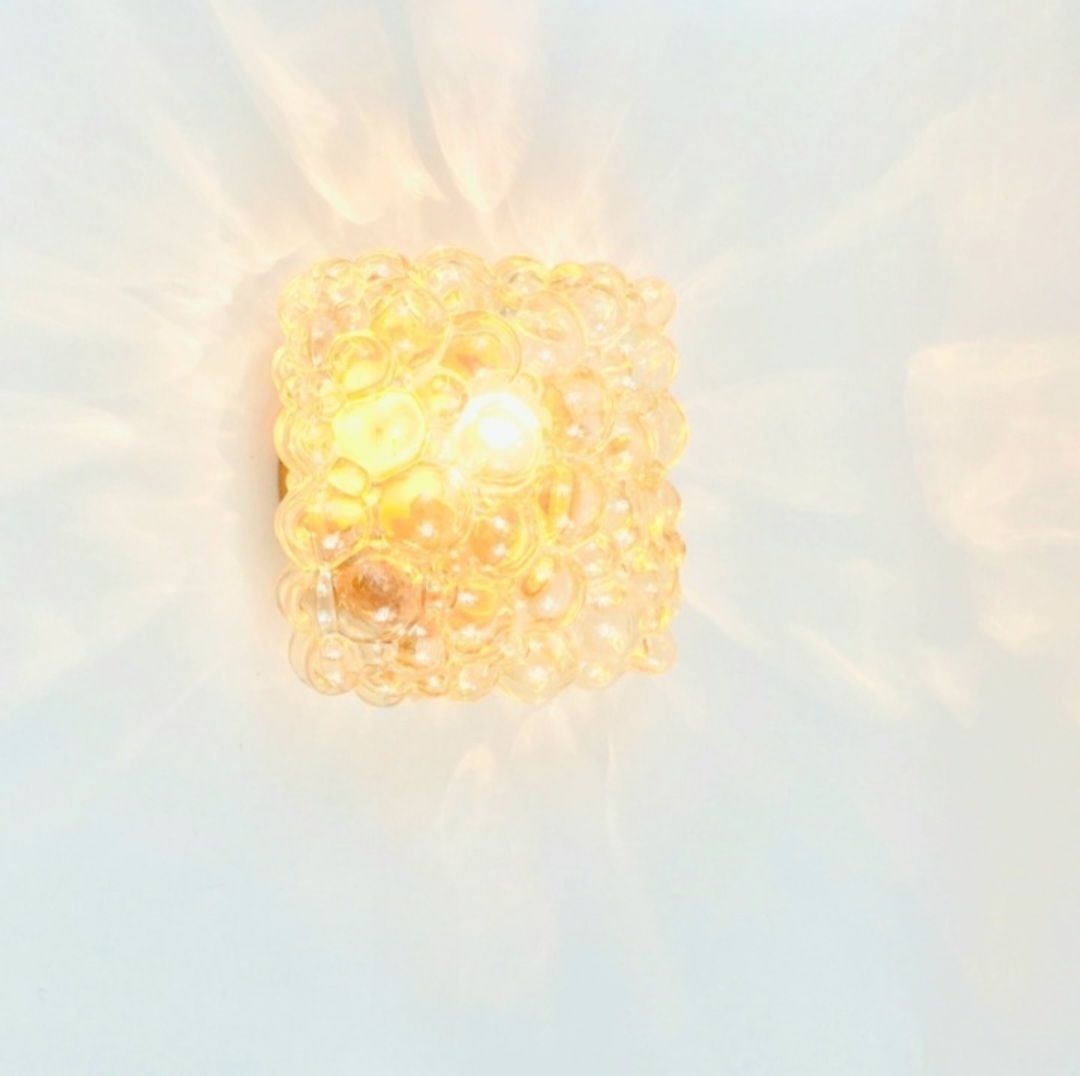 Mid Century Amber Bubble Glass Wall Light By Helena Tynell For Limburg, Germany, 1970s photo Lighting