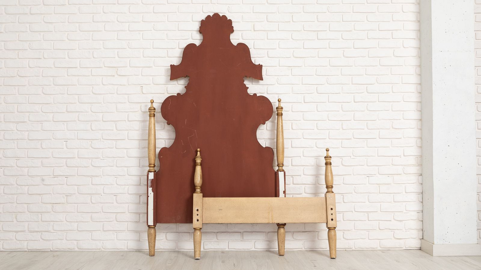 Hand Painted Polychrome Headboard, Olotino Style, Spain, Mid 20th Century photo for sale