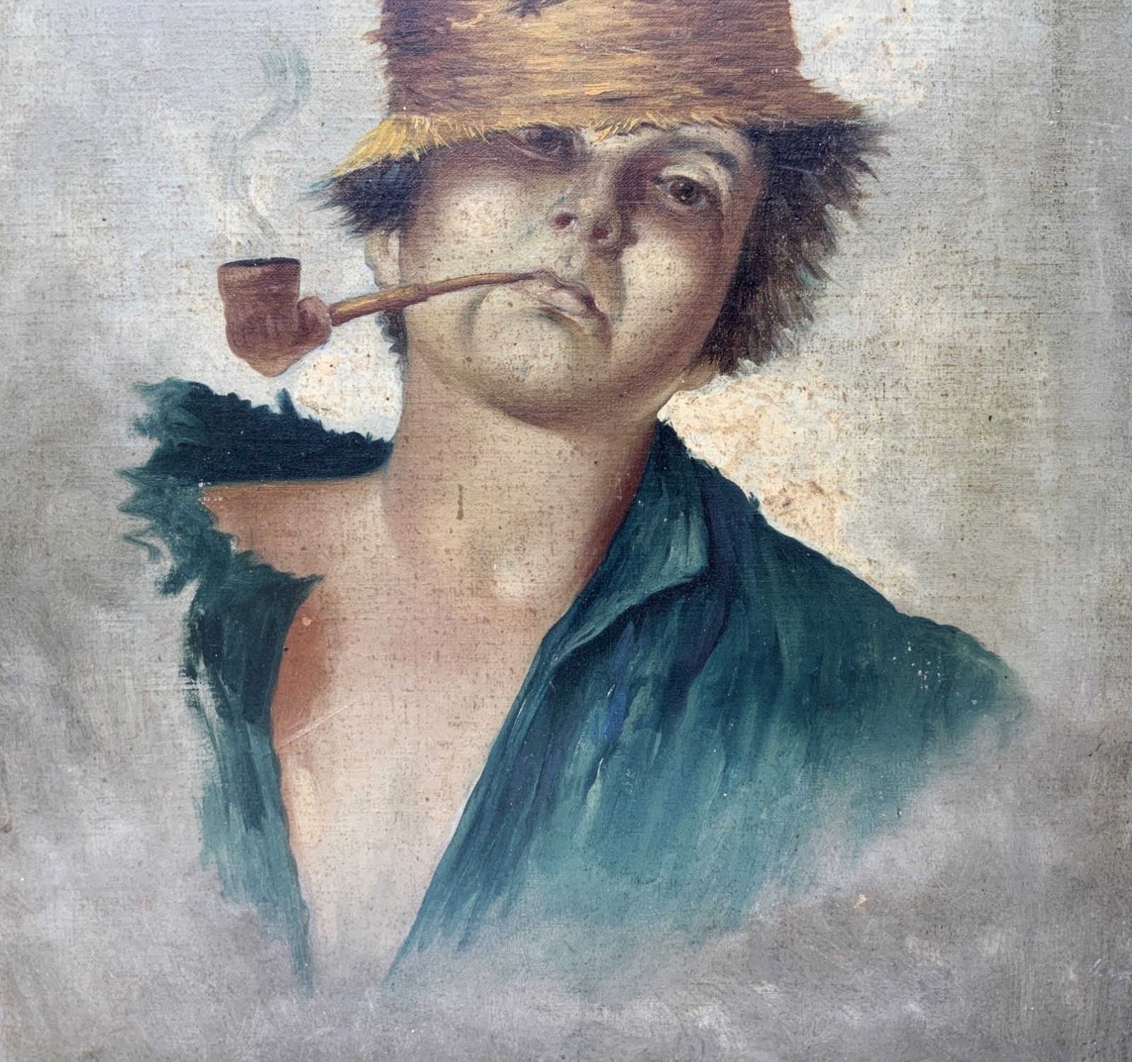 Circle Of: Luca Postiglione (1876 1936) 19thc Italian Oil Portrait Painting 1of2 photo buy