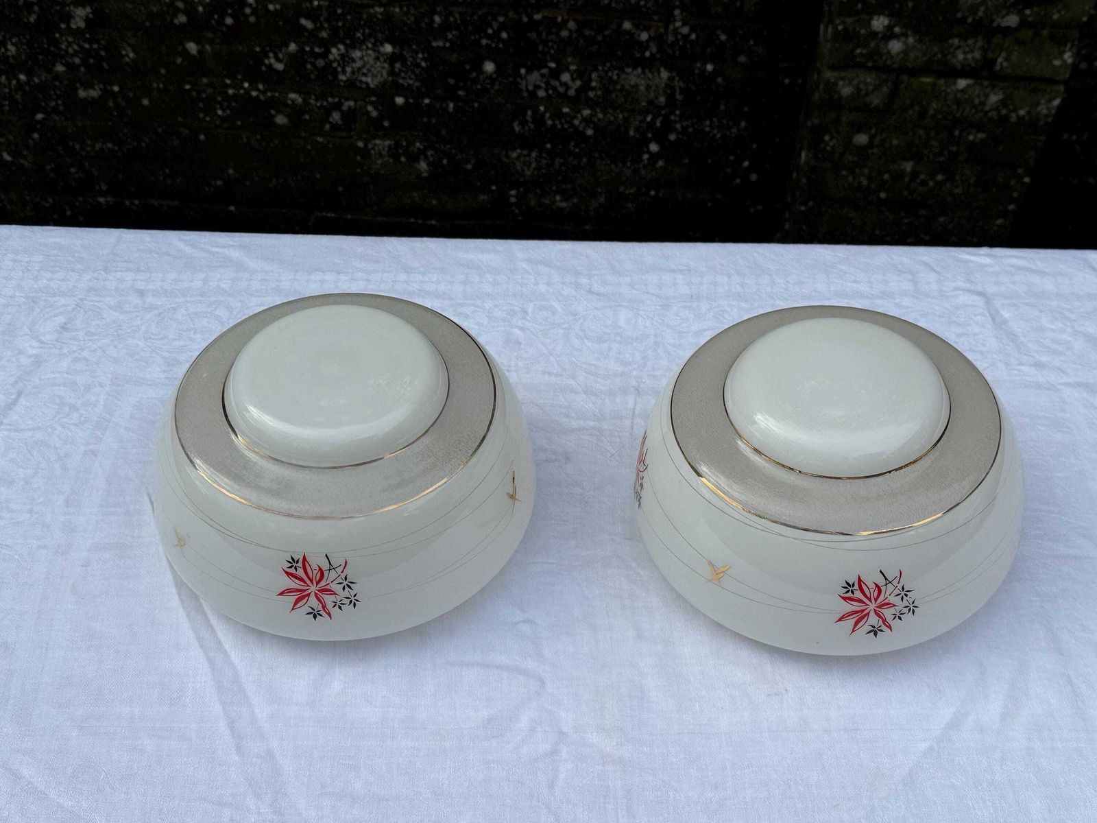 photo furniture Authentic Pair Of Vintage Frosted Glass Ceiling Light Shades With Floral Mid Century Detailing