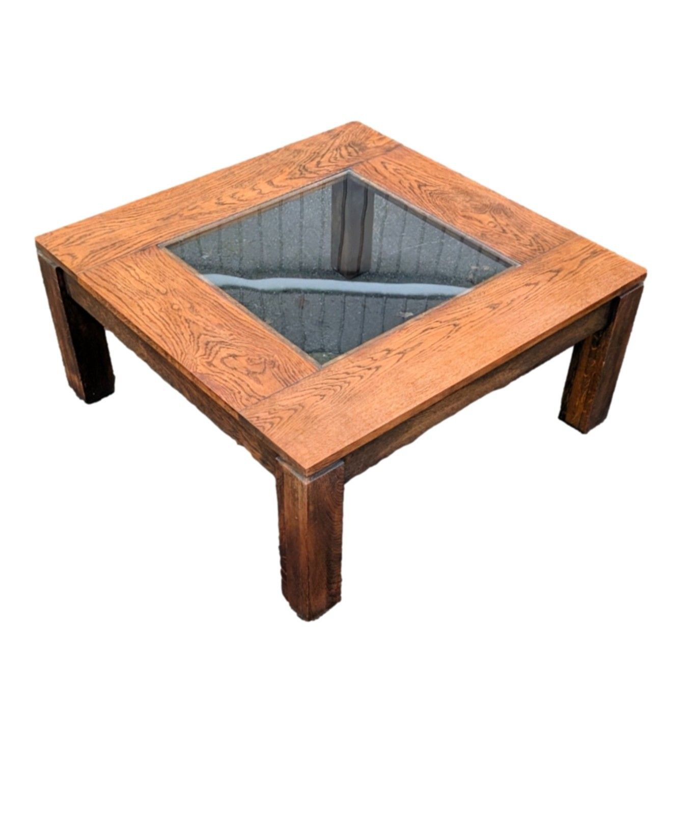 Brutalist Wenge Oak Coffee Table Vintage Danish Mid Century Retro 70s Italian