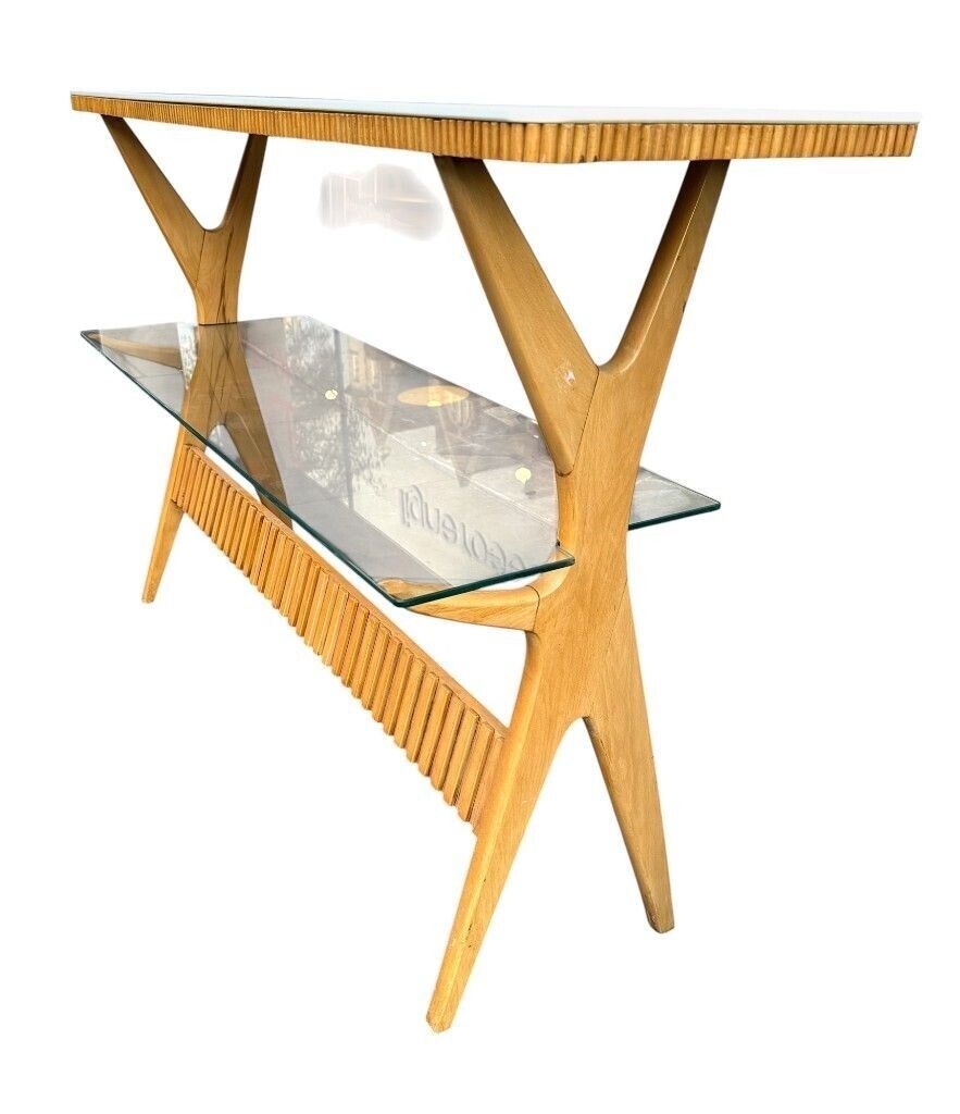 A Lovely Italian 1950s Beechwood And Ribbed Glass Console By Ico Parisi photo 5350.0