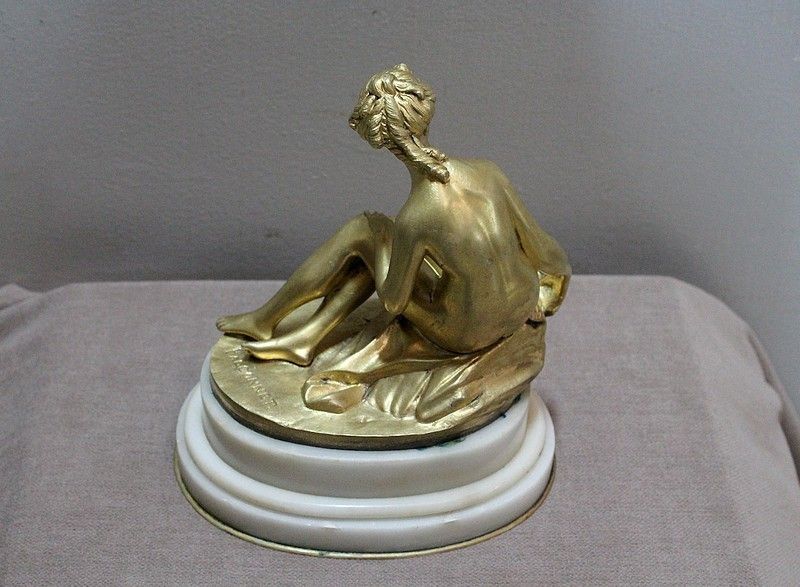 Bather With A Dove Signed Falconnet 19th Century photo Home Decor