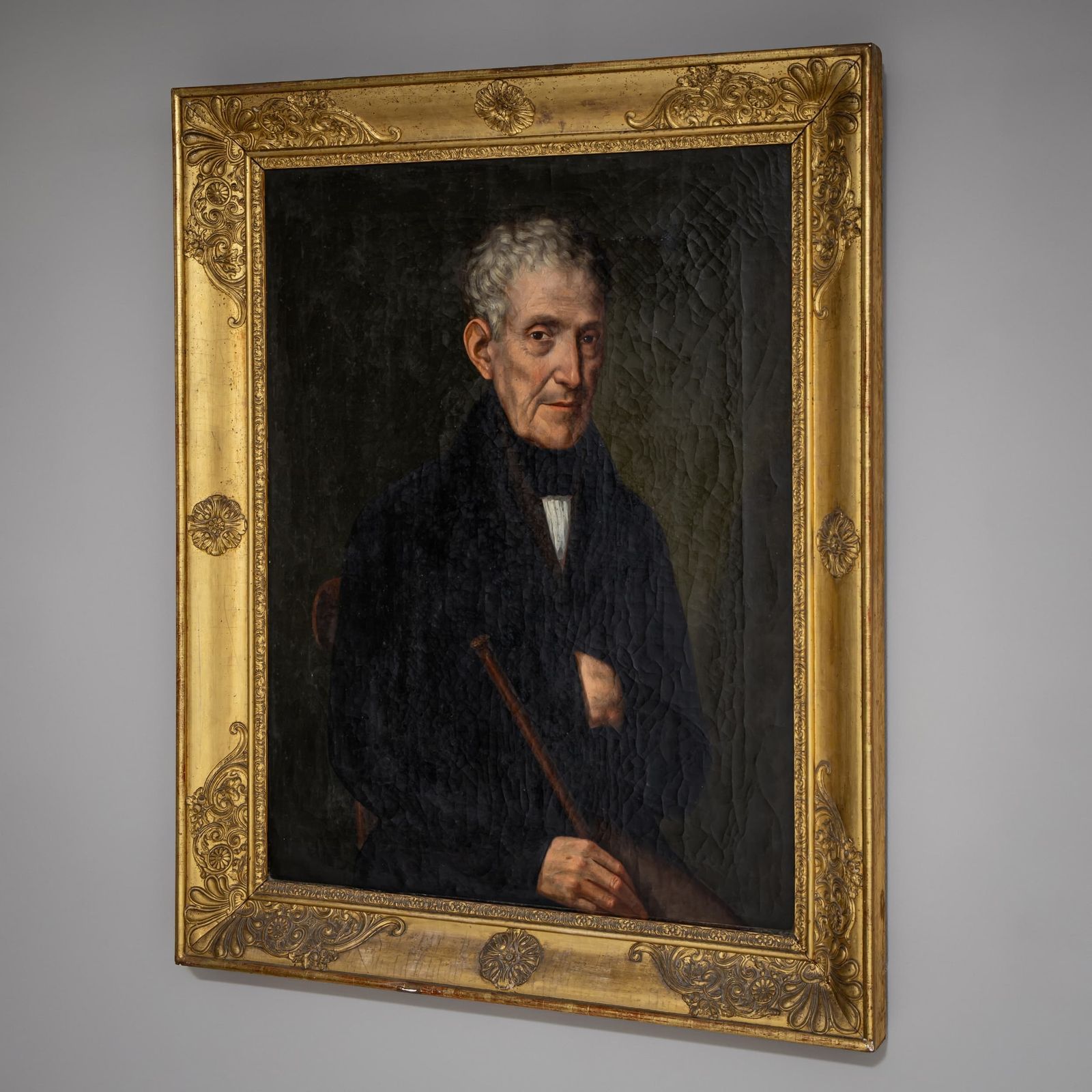 Portrait Of An Older Gentleman, Biedermeier Period, 1st Half 19th Century photo vintage