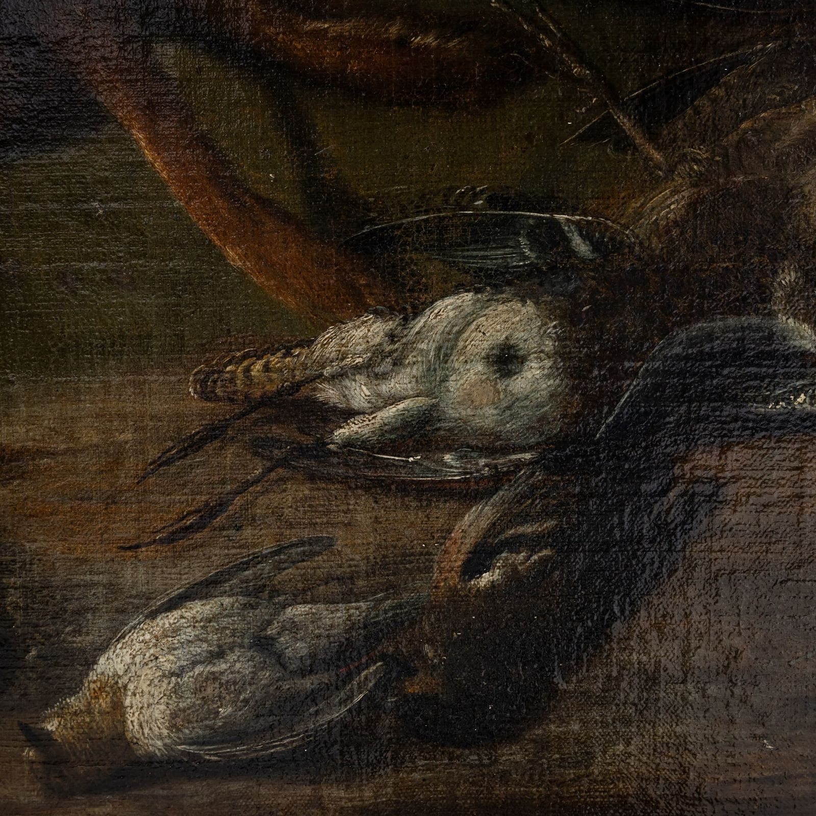 Baroque Hunting Still Life With Dog, 18th Century, Large, Oil On Canvas, Framed photo vintage