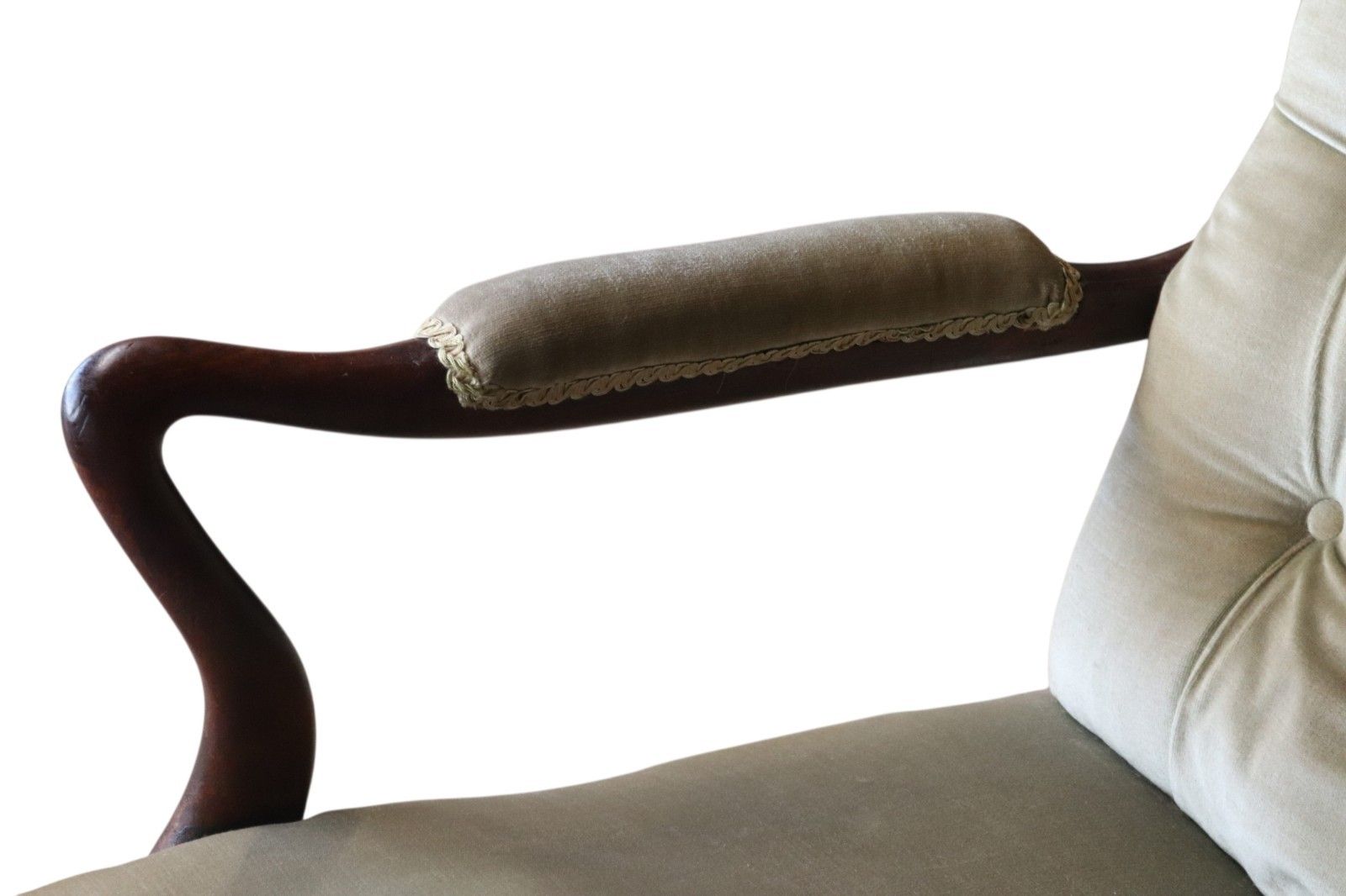 photo furniture Antique Victorian Scroll Back Armchair  Mahogany Button Back Library Chair 19thc