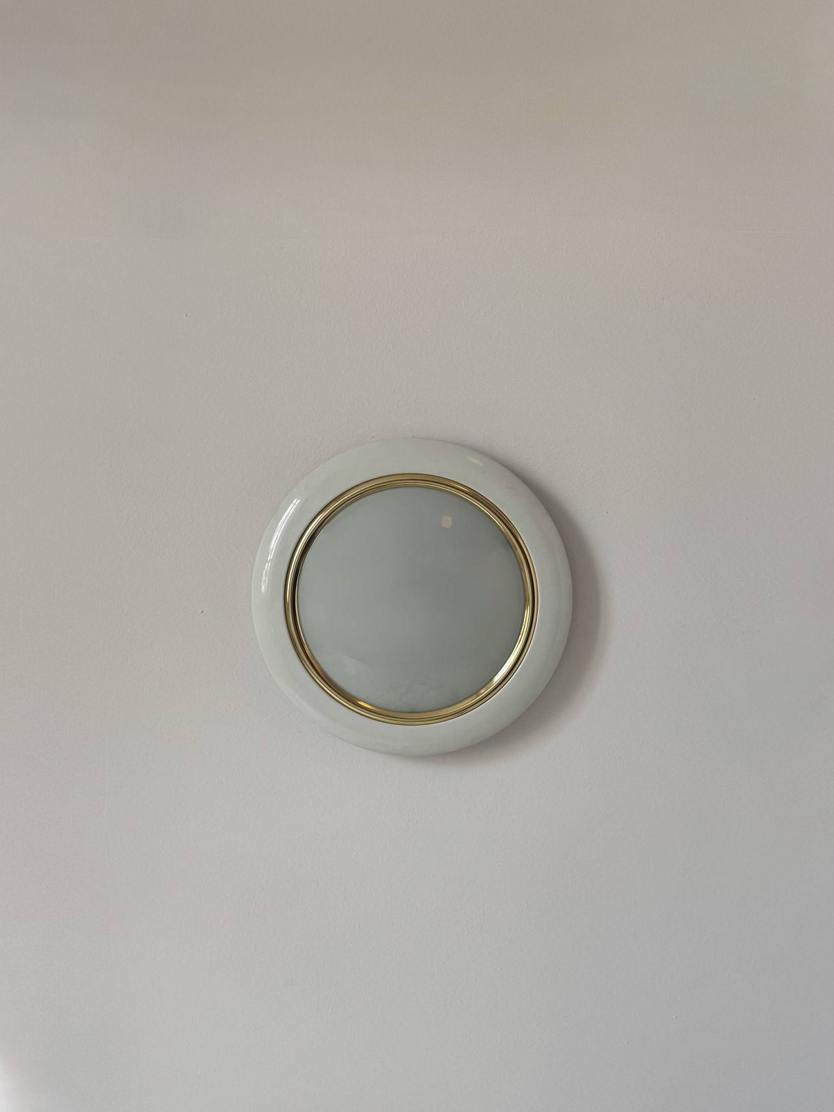 Vintage Circular Wall Lights, Brass Metal And Frosted Glass, France 1980 photo furniture