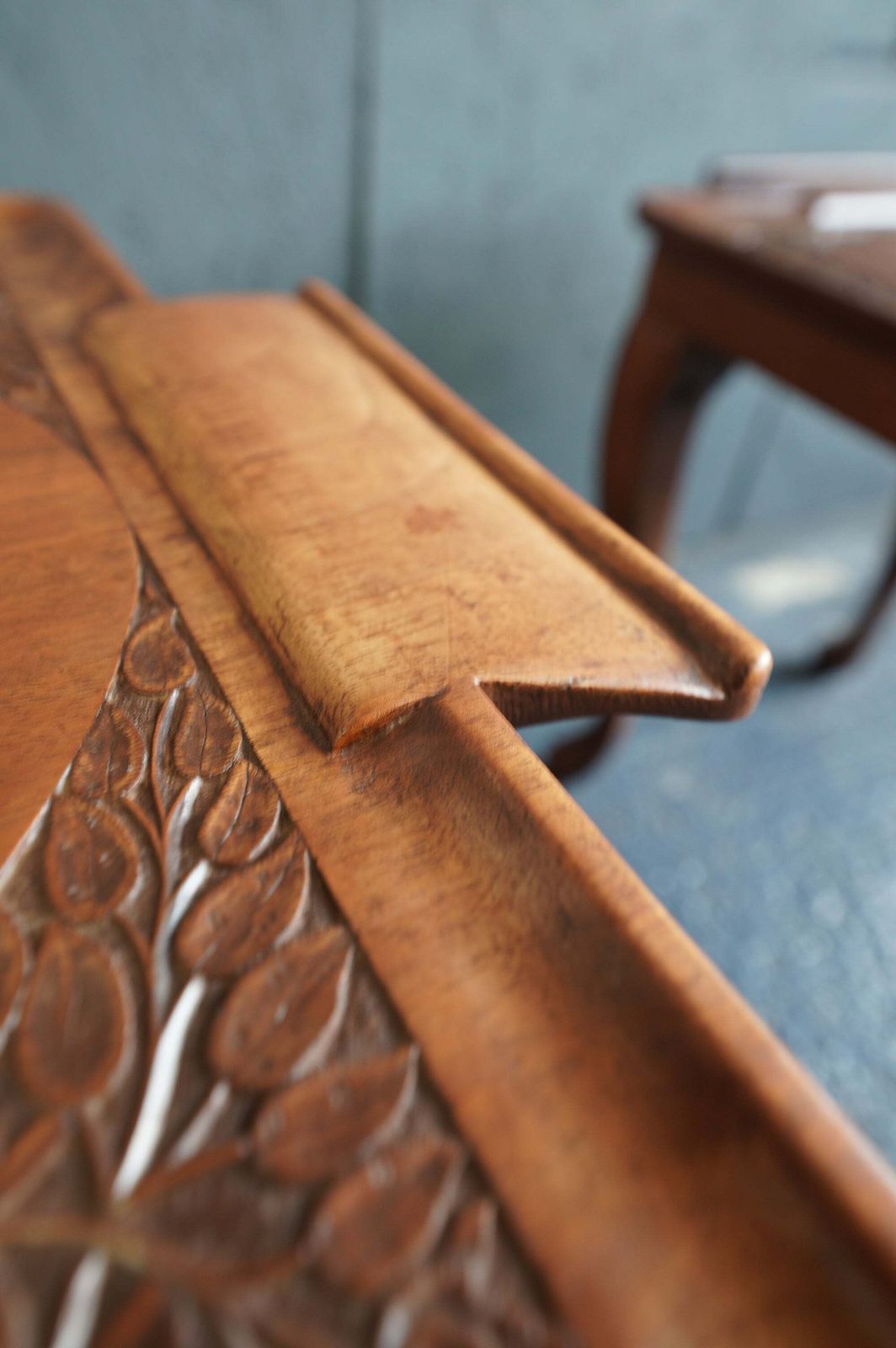 photo for sale Harlequin Pair Of Queen Anne Revival Walnut Tray Top Tables – British, Circa 1920s