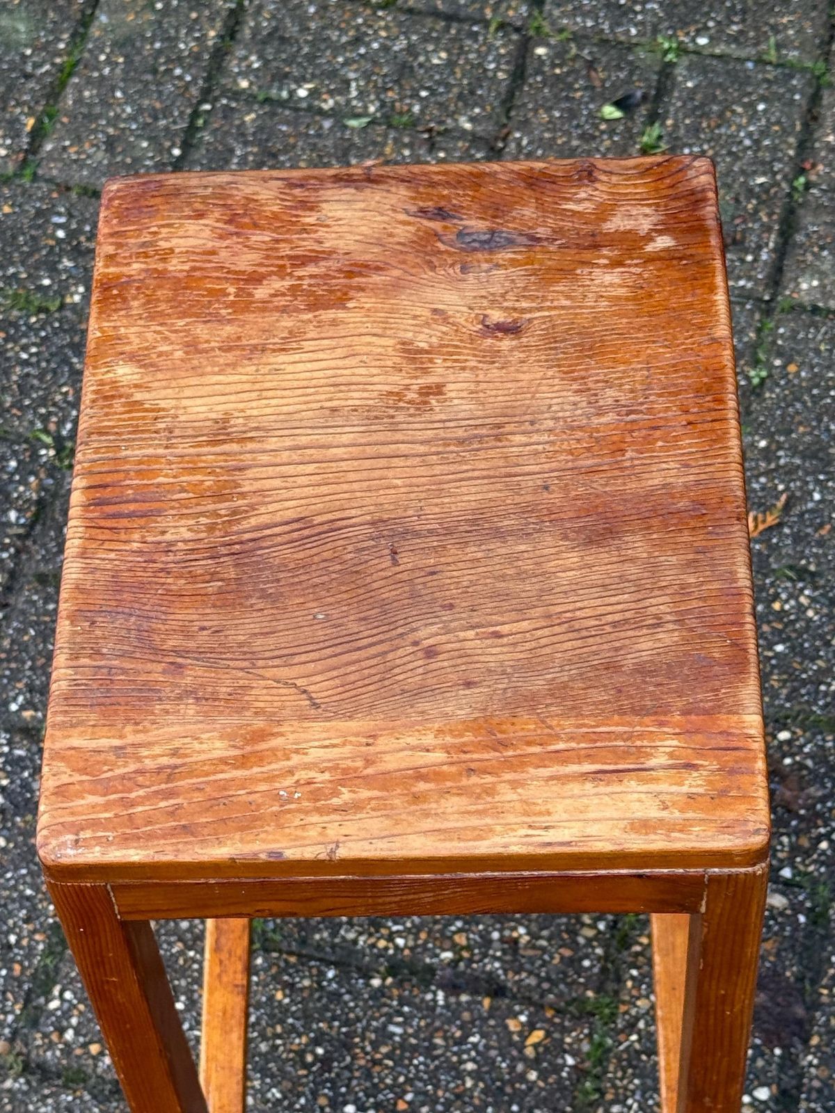 Vintage Pine Utility Stool Or Stand With Rustic Vernacular Workshop Character, Kitchen Or Craft Stool photo 95.0