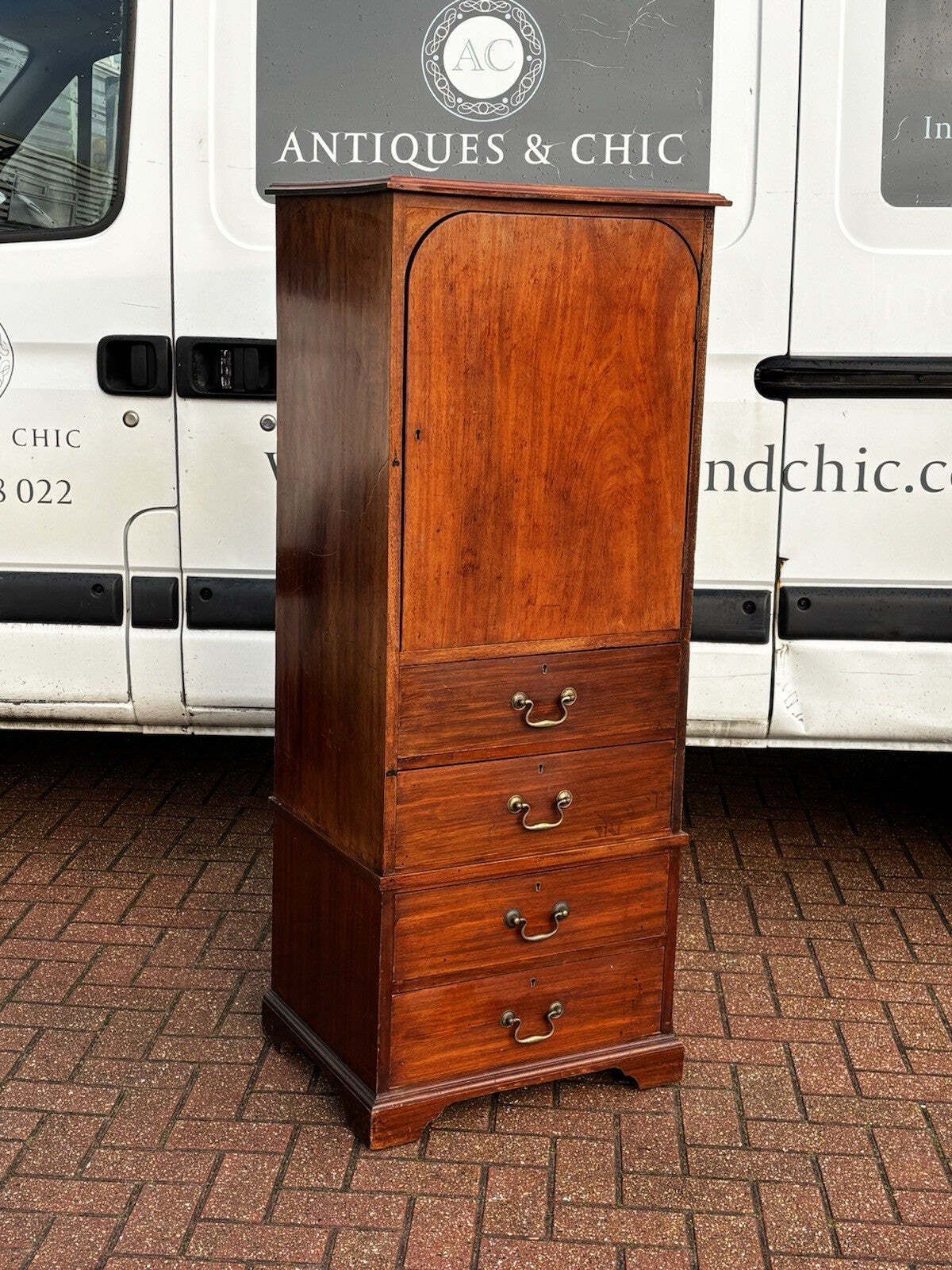 Antique Mahogany Housekeepers Cabinet / Small Linen Press. photo furniture