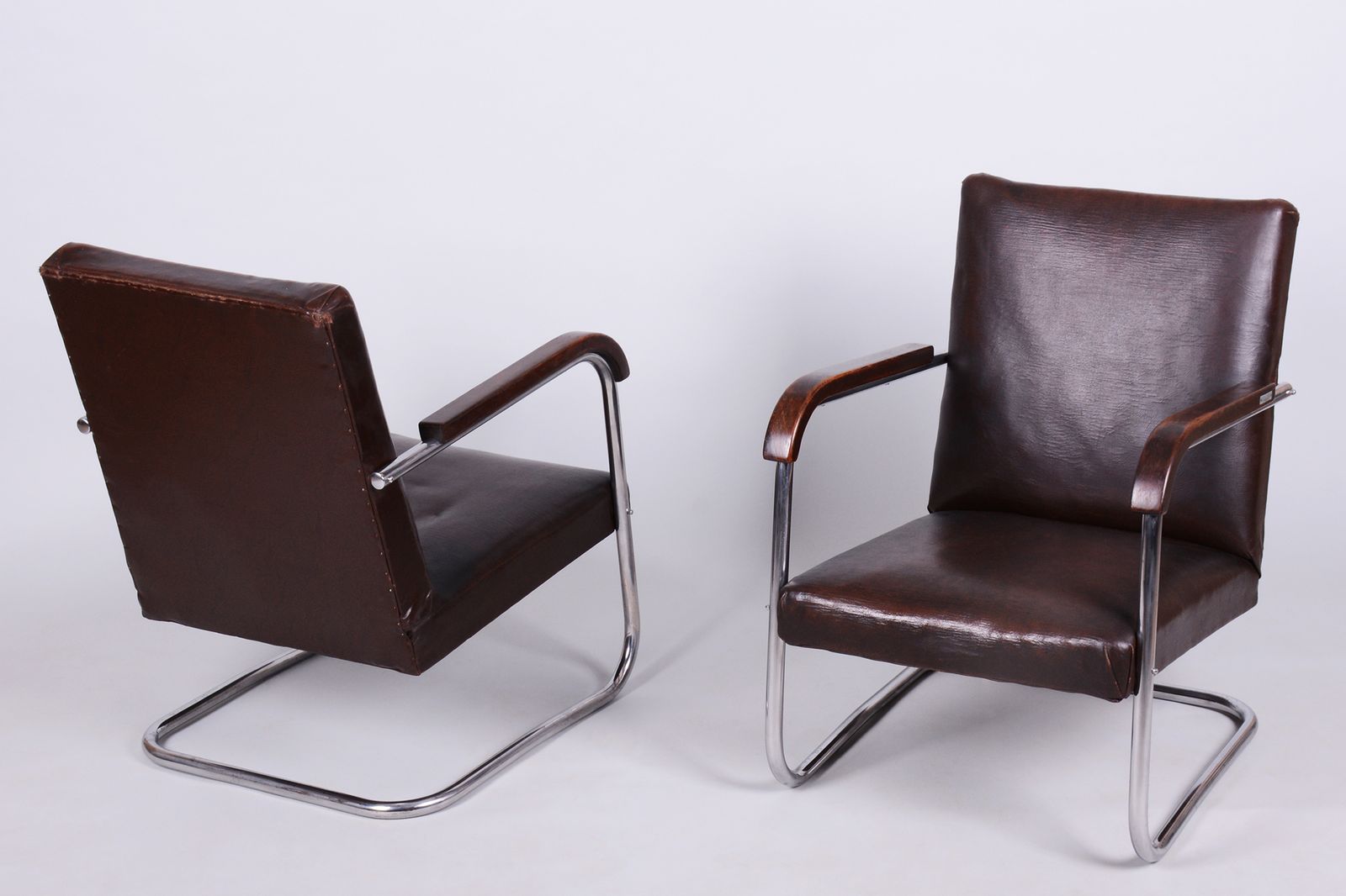 Pair Of Restored Bauhaus Armchairs, By A. Lorenz For Mücke Melder, Czech, 1930s