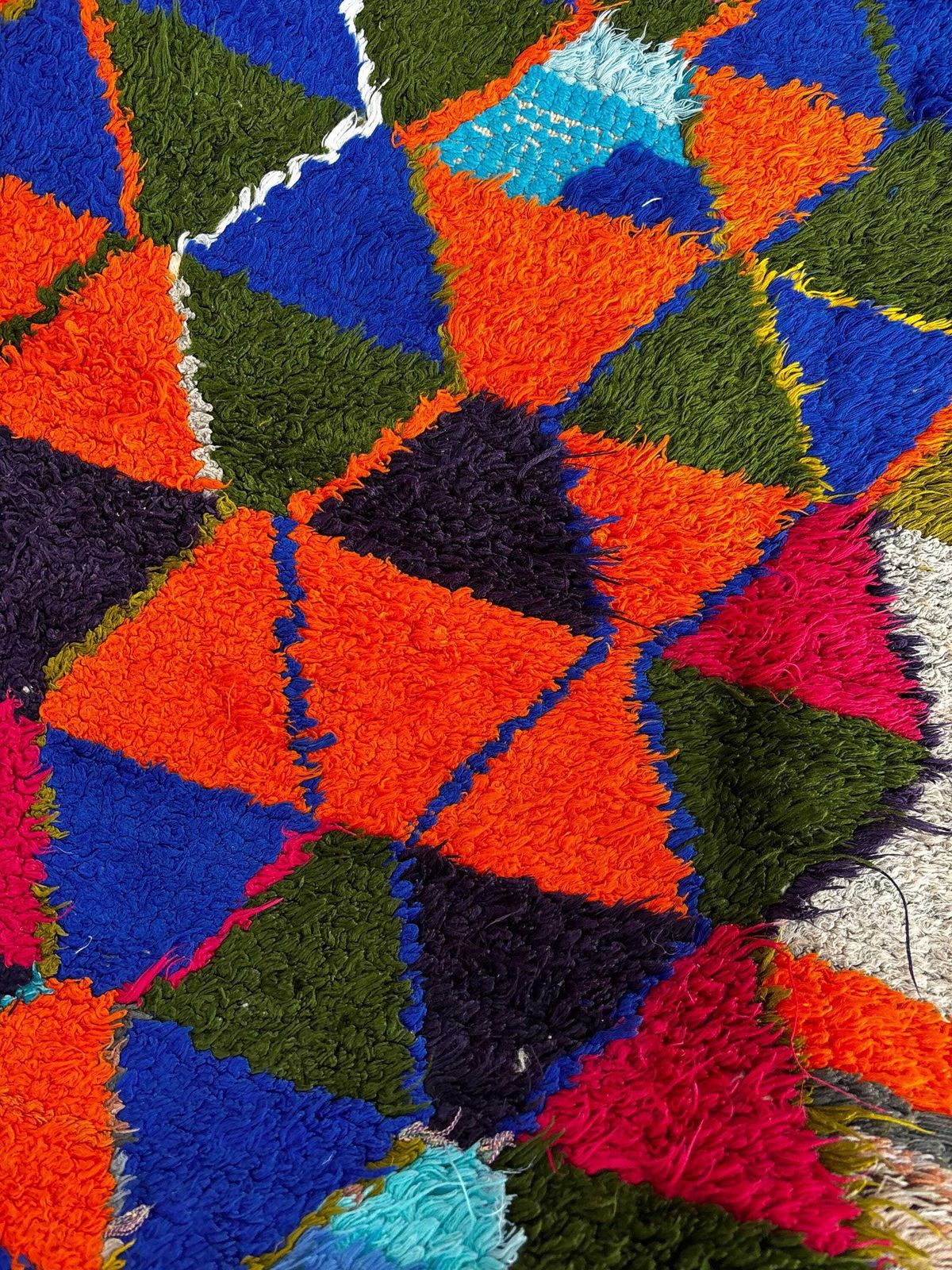 Moroccan Azilal Rug 110x150 Cm – Graphic Berber Rug In Wool And Cotton – Colorful Handmade photo buy