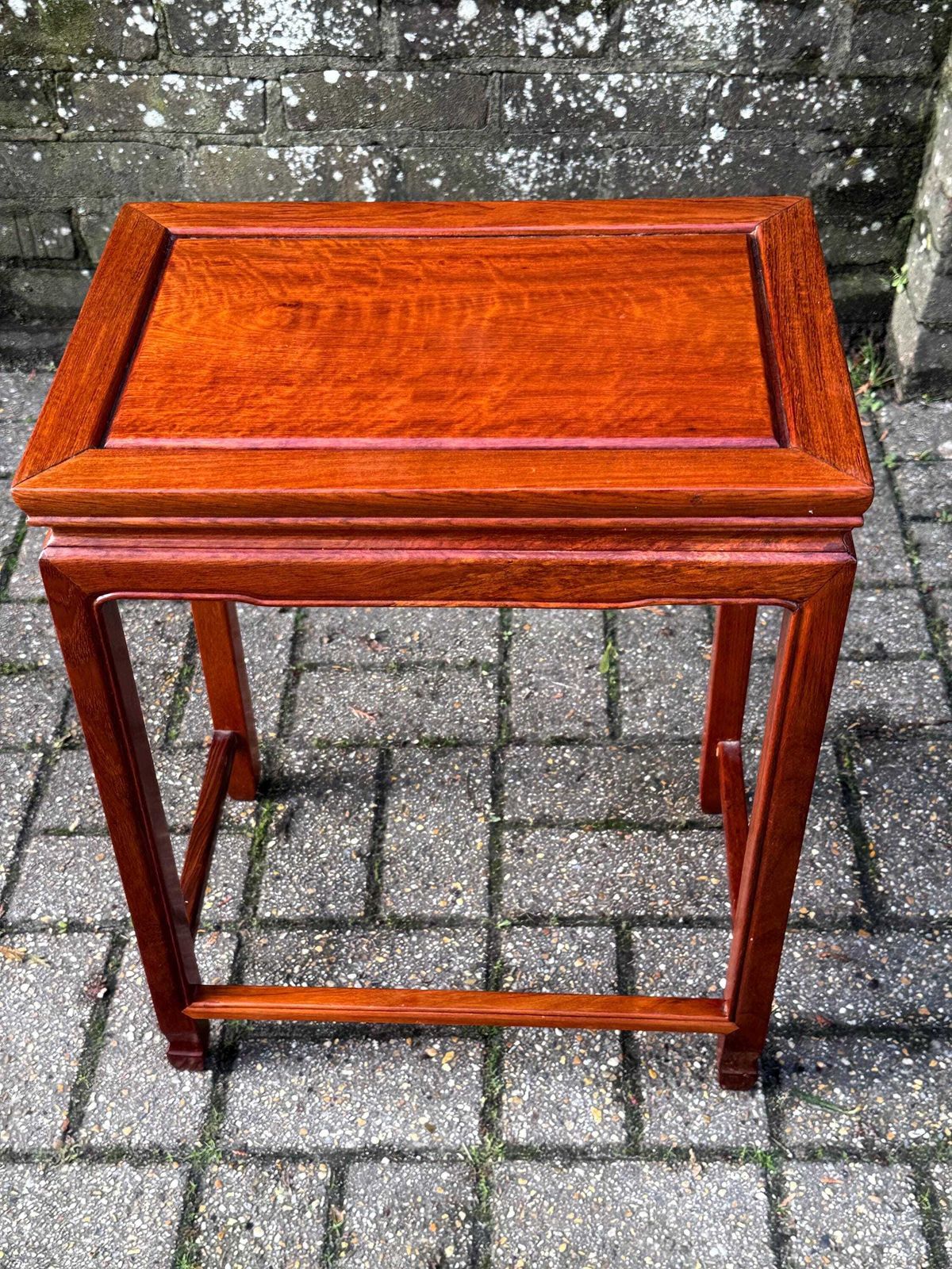Vintage Teak Side Table Oriental Style Table Or Plant Stand 1980s 1990s Hardwood Furniture 3 photo vinterior
