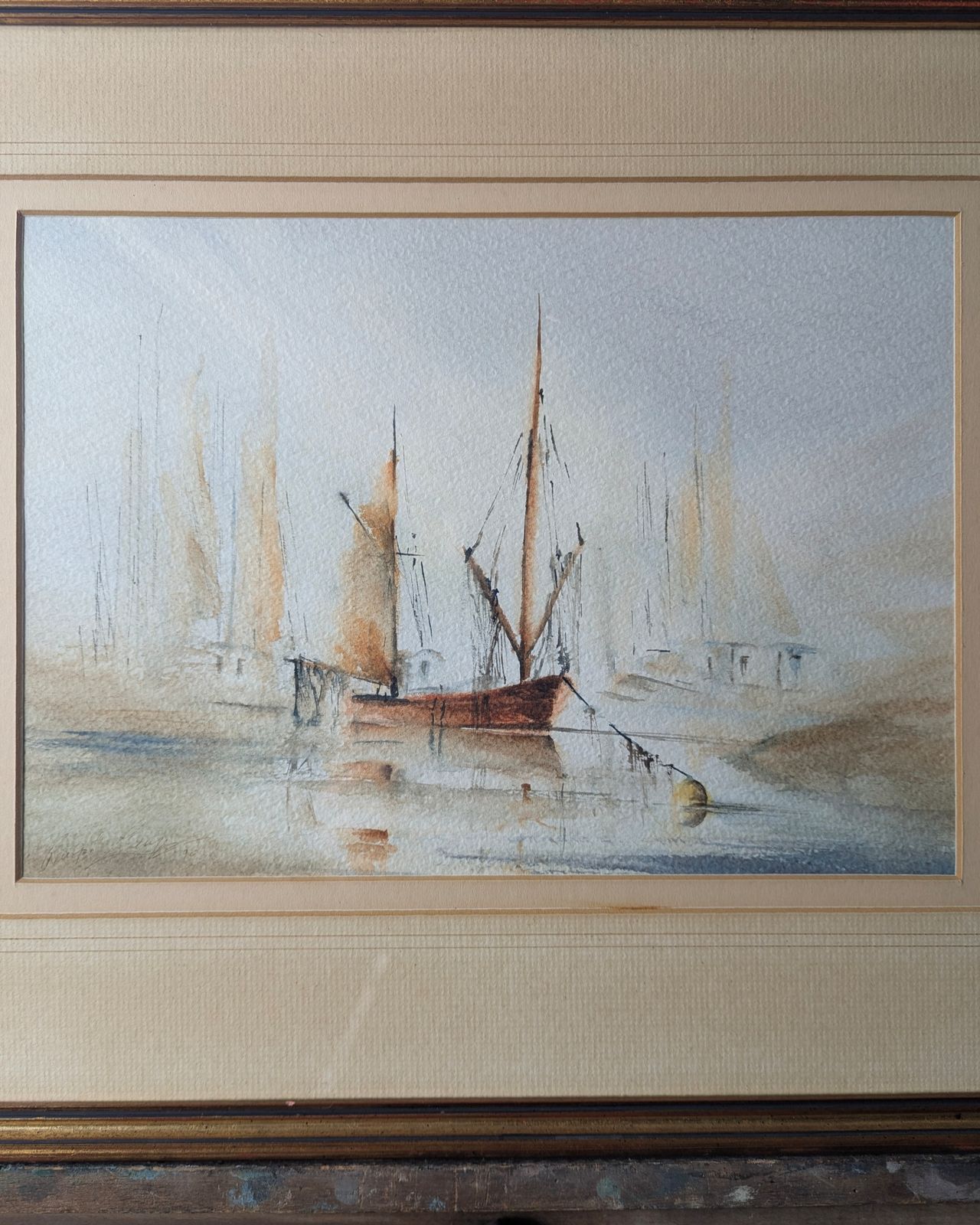 Untitled – Mixed Media (Watercolour & Pastel) By Ralph Leaper (1990) photo furniture