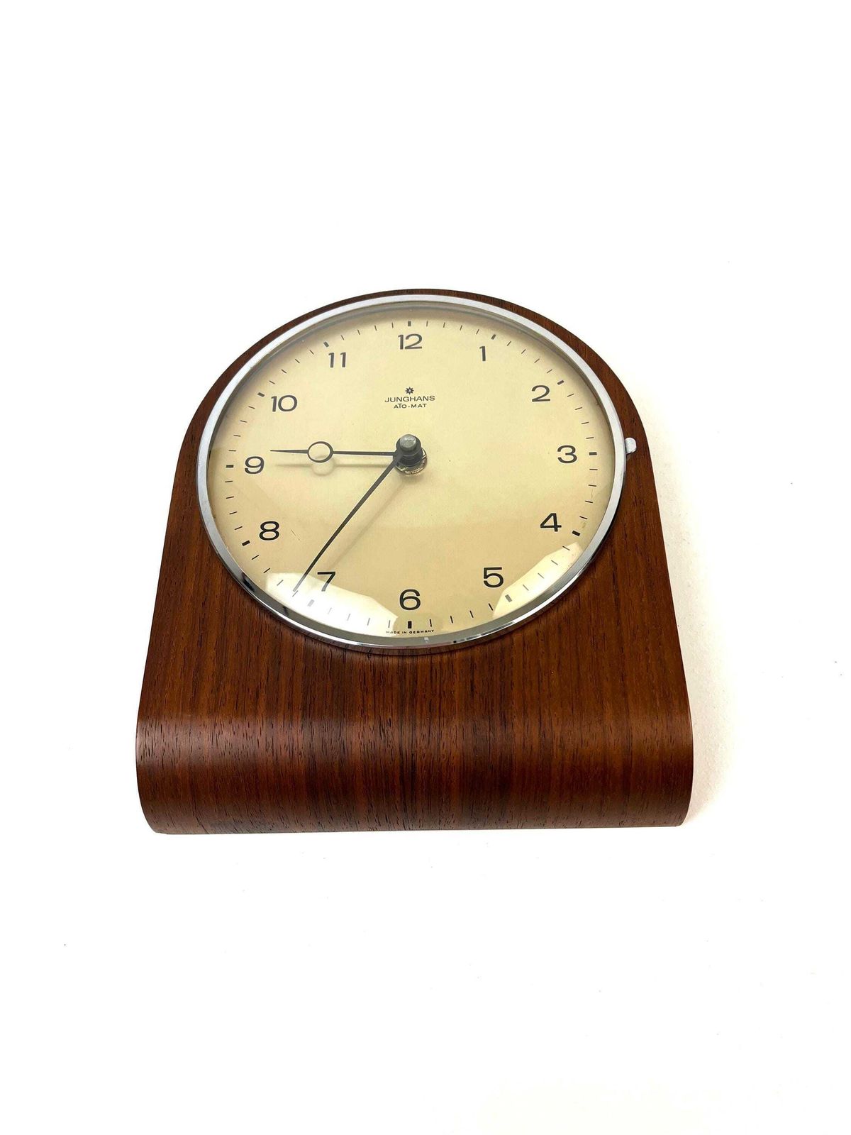 Very Rare Mid Century Teak Wall Clock By Junghans Ato Mat Limited Edition Germany 1960 photo for sale