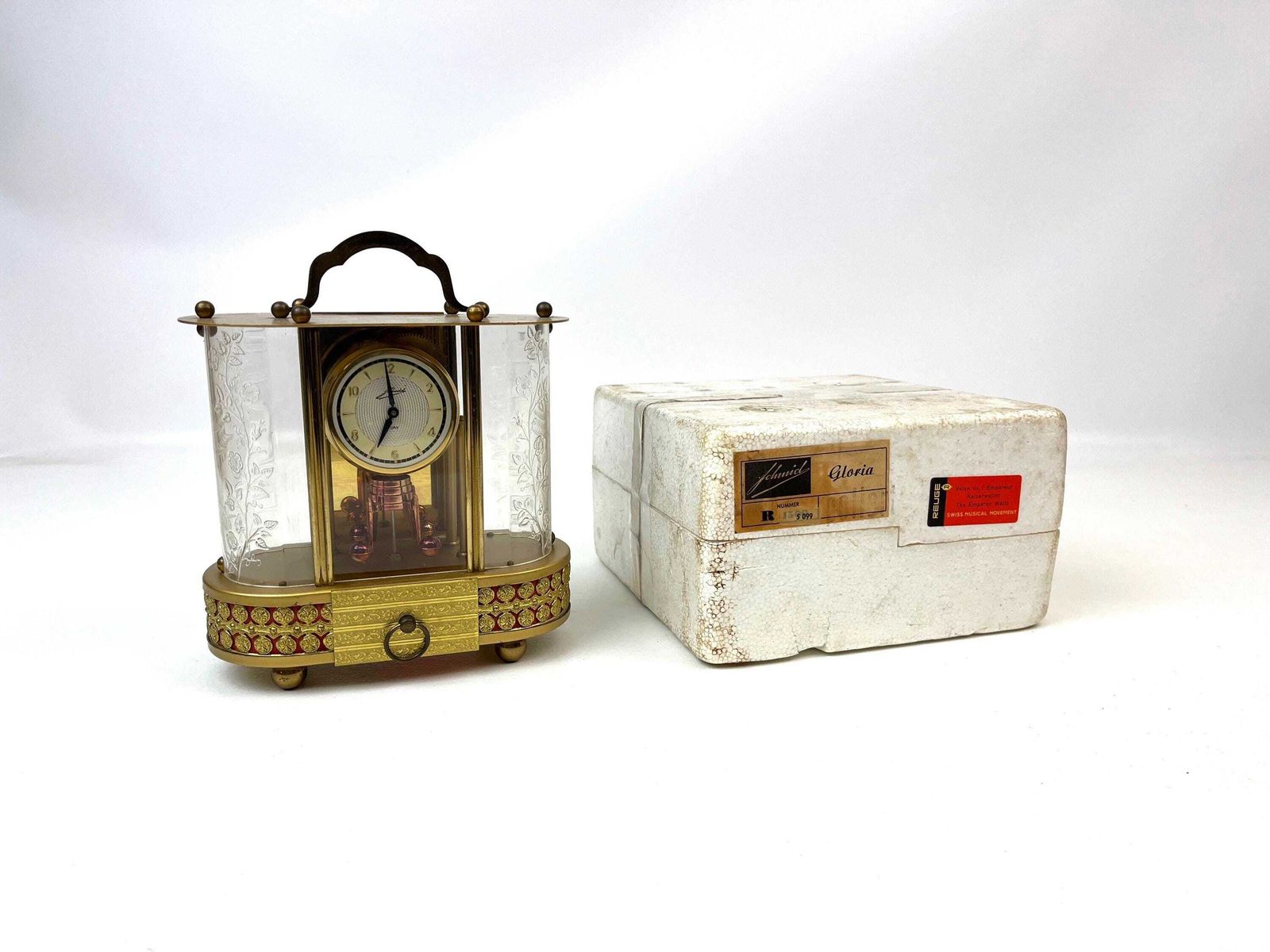 photo for sale Rare Stunning Mid Century Schmid 8day Desk Clock With Reuge Music Box