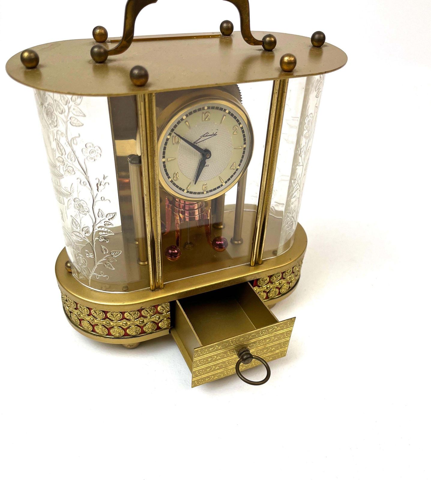 537.0 Rare Stunning Mid Century Schmid 8day Desk Clock With Reuge Music Box photo