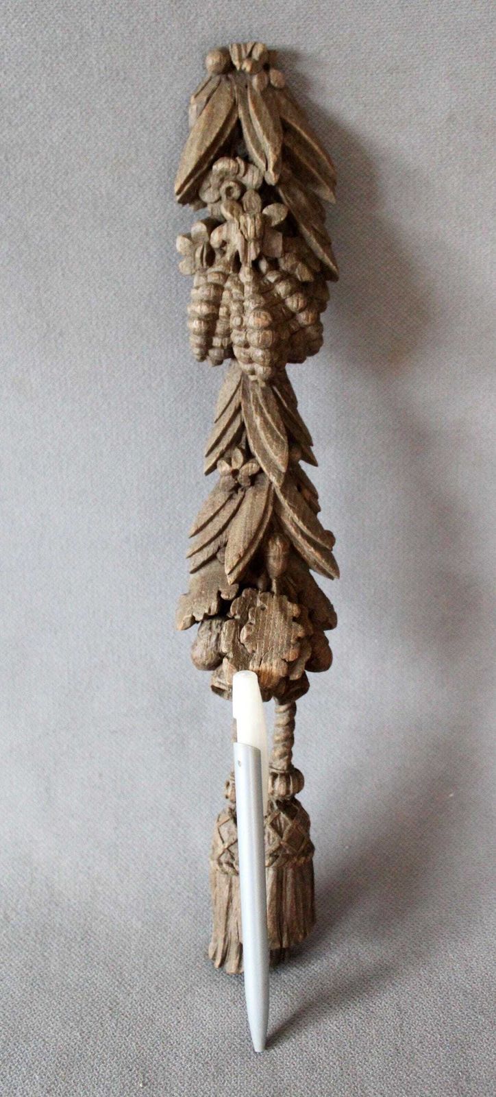 Antique French Hand Carved Wooden Architectural Element, Ornamental, Fruits, Foliage, Tassels, Decorative Drop, Frieze, Wall, Furniture photo furniture