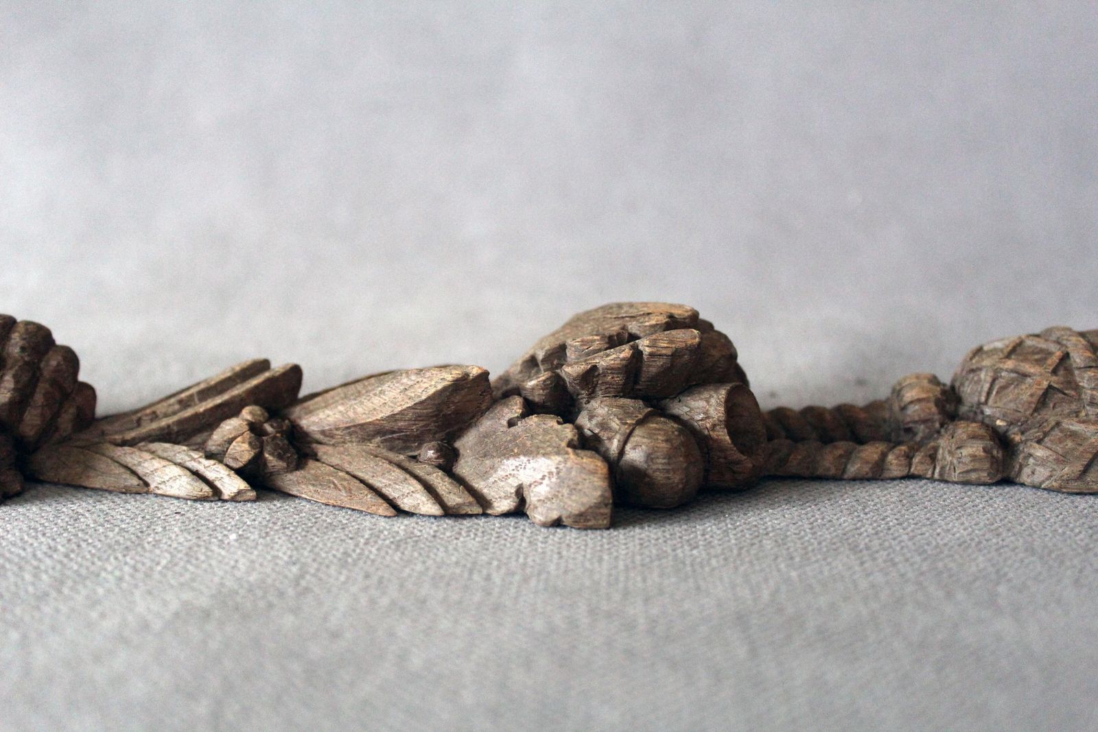 93.0 Antique French Hand Carved Wooden Architectural Element, Ornamental, Fruits, Foliage, Tassels, Decorative Drop, Frieze, Wall, Furniture photo
