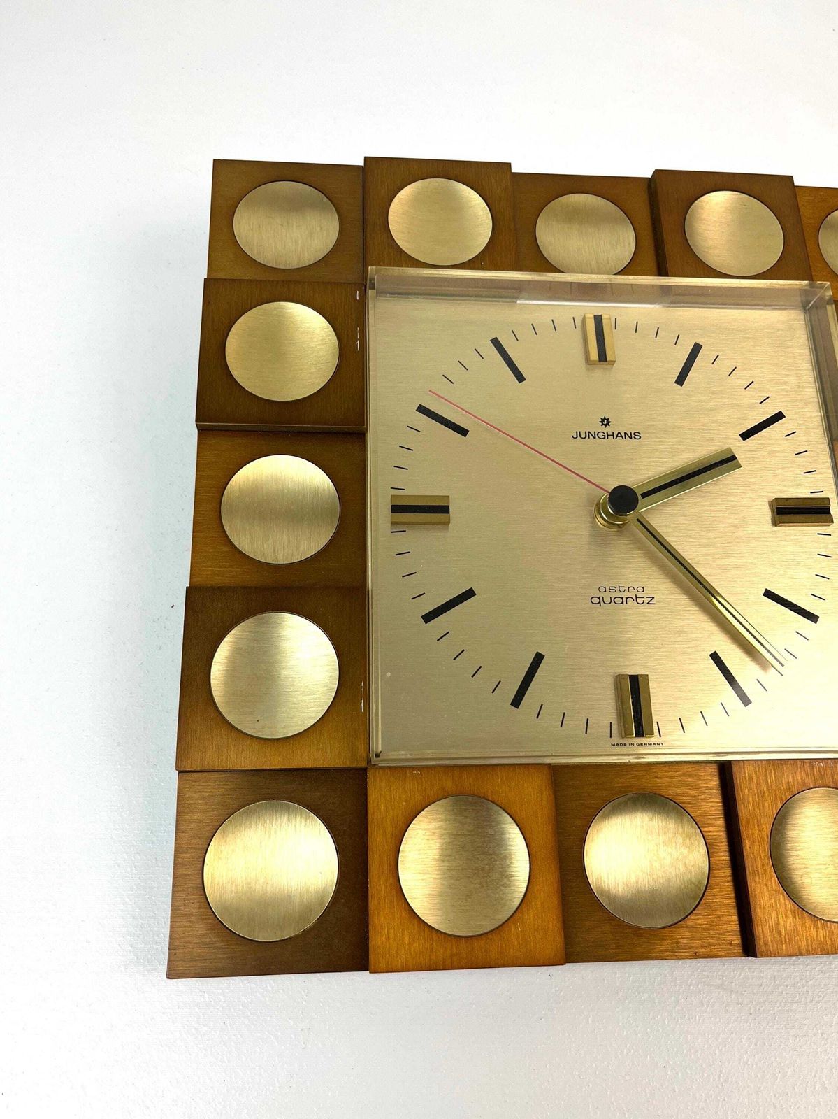Rare Space Age Mid Century Op Art Cubist Wall Clock By Junghans Astra Quartz photo for sale