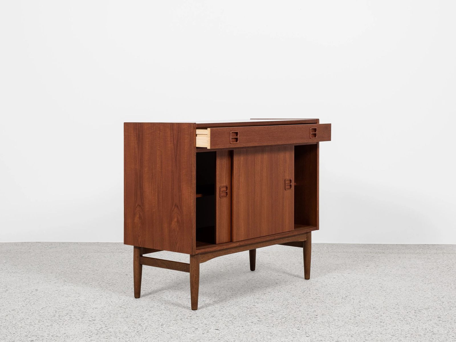 Midcentury Danish Cabinet In Teak With 1 Drawer And 2 Sliding Doors 1960s photo Furniture