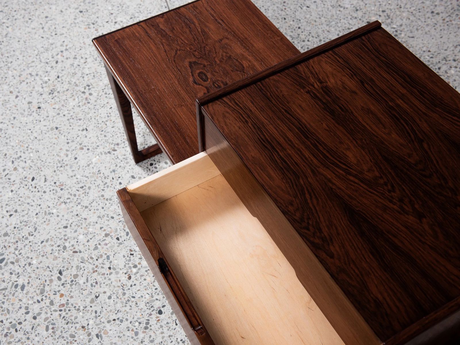 Midcentury Danish Set Of Mirror, Bench And Container In Rosewood By Aksel Kjersgaard 1960s photo buy